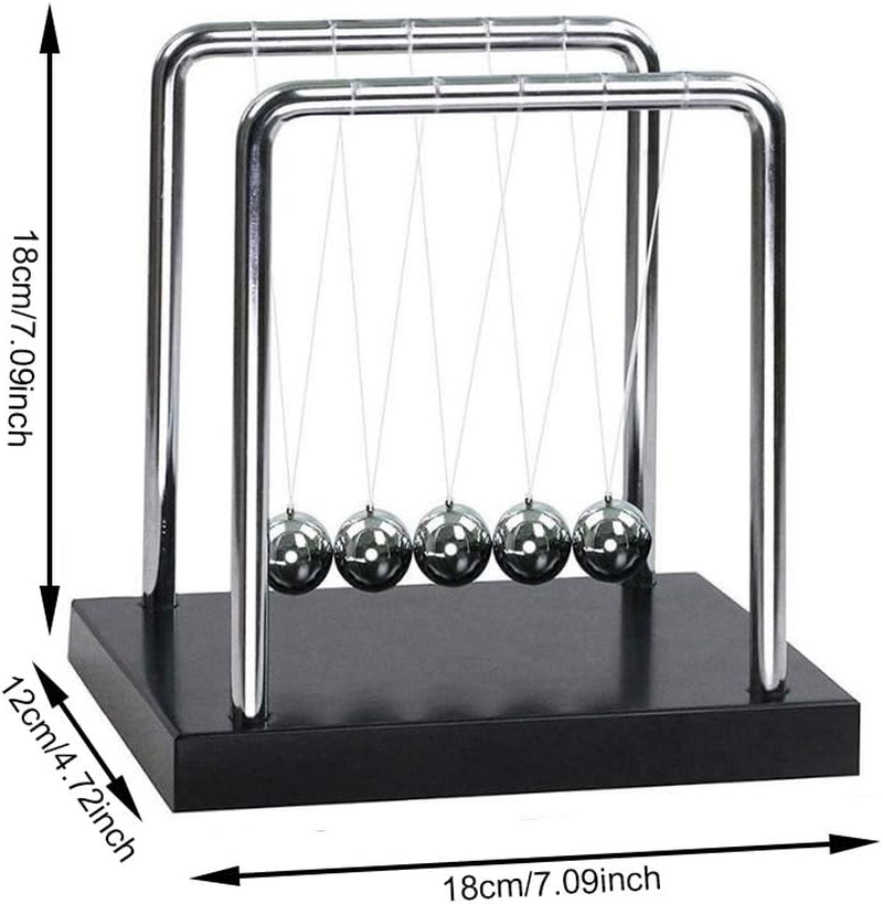 Newtons Cradle Ballsnewton'S Metal Balance Kids Toys with Black Wooden Base Science Kinetic Psychology Game for Office Stress Relief and Intelligence Development image number 2