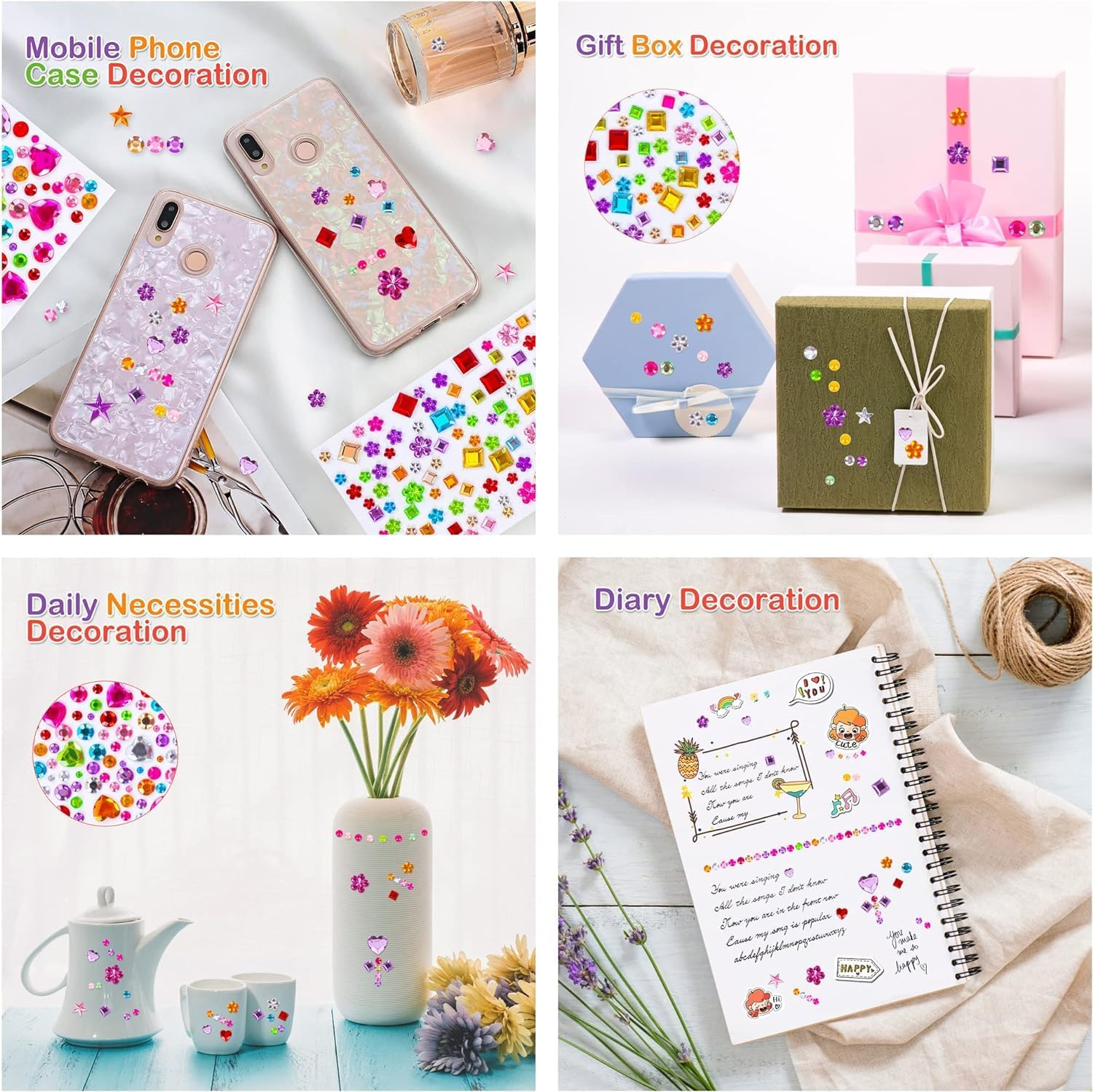 Rhinestone Stickers, Rhinestones for Crafts - Self Adhesive Jewels Stickers, Acrylic Gems DIY Craft Decorative Diamond Stickers, Small for Kids(880Pcs Gem) image number 6