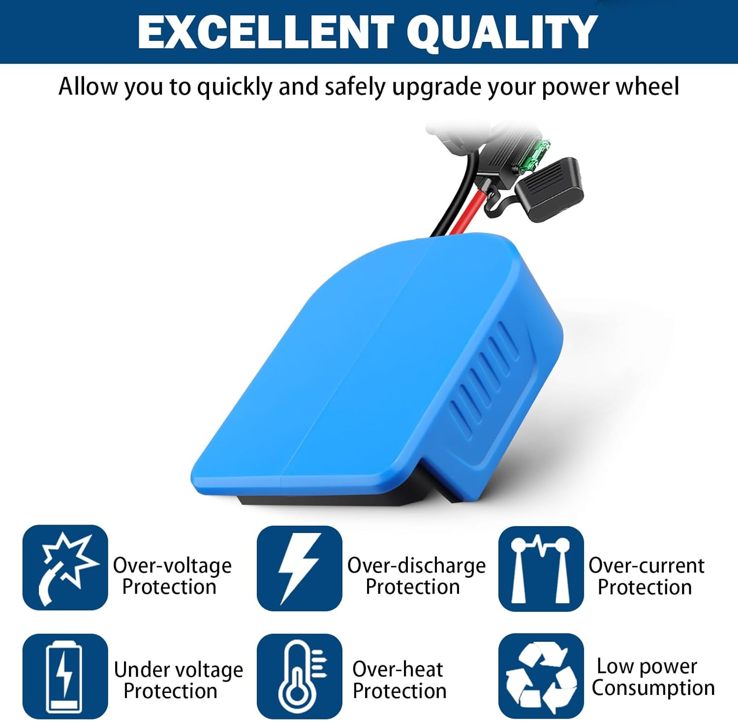 2 Packs Power Wheel Adapter for Bosch Professional 18 V System GBA Battery Adapter Converter Kit with Fuses, Wire Clamps, 14AWG Wire, Power Connection for DIY RC Car Toy, Robotics and RC Truck image number 5