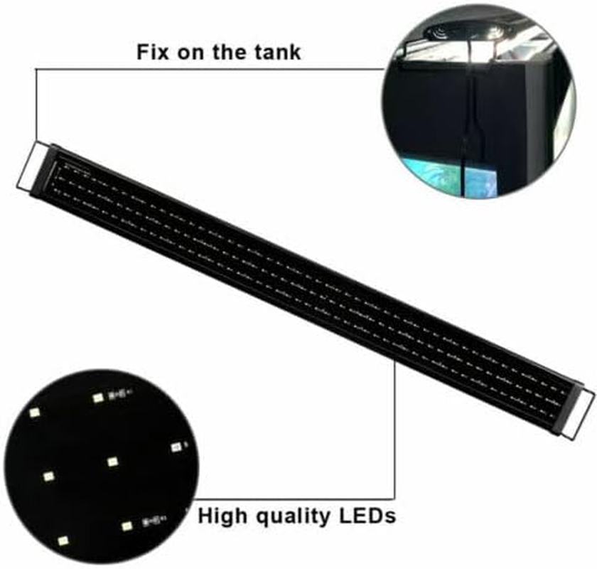 ZHIQU 90CM LED Aquarium Light, Full Spectrum, Blue & White, Aluminium, High Efficiency, 64.5W, 110-240V AC, Pole Mount, Indoor Use
