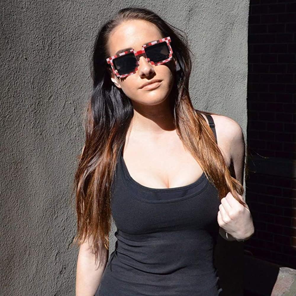 24 Pack Pixel Sunglasses, Miner Party Favors Sunglasses Retro Gamer Sunglasses Pixeled Eye Glasses for Kids Adults image number 2