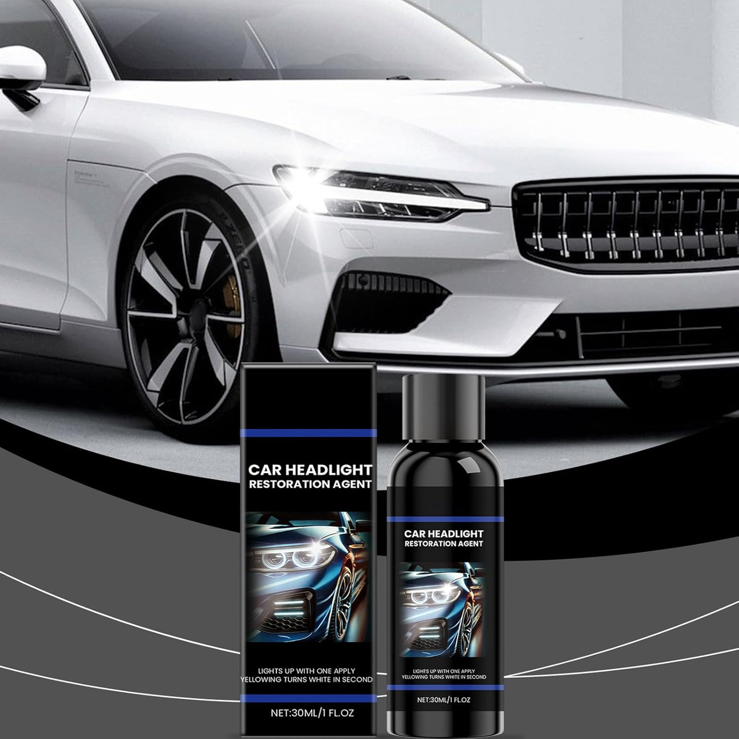Headlight Restorer - Headlamp Care Agent for Vehicle,4-In-1 Waterproof Gentle Headlight Restoration Agent for Vehicle, Truck, Automotive Lens Repair image number 2