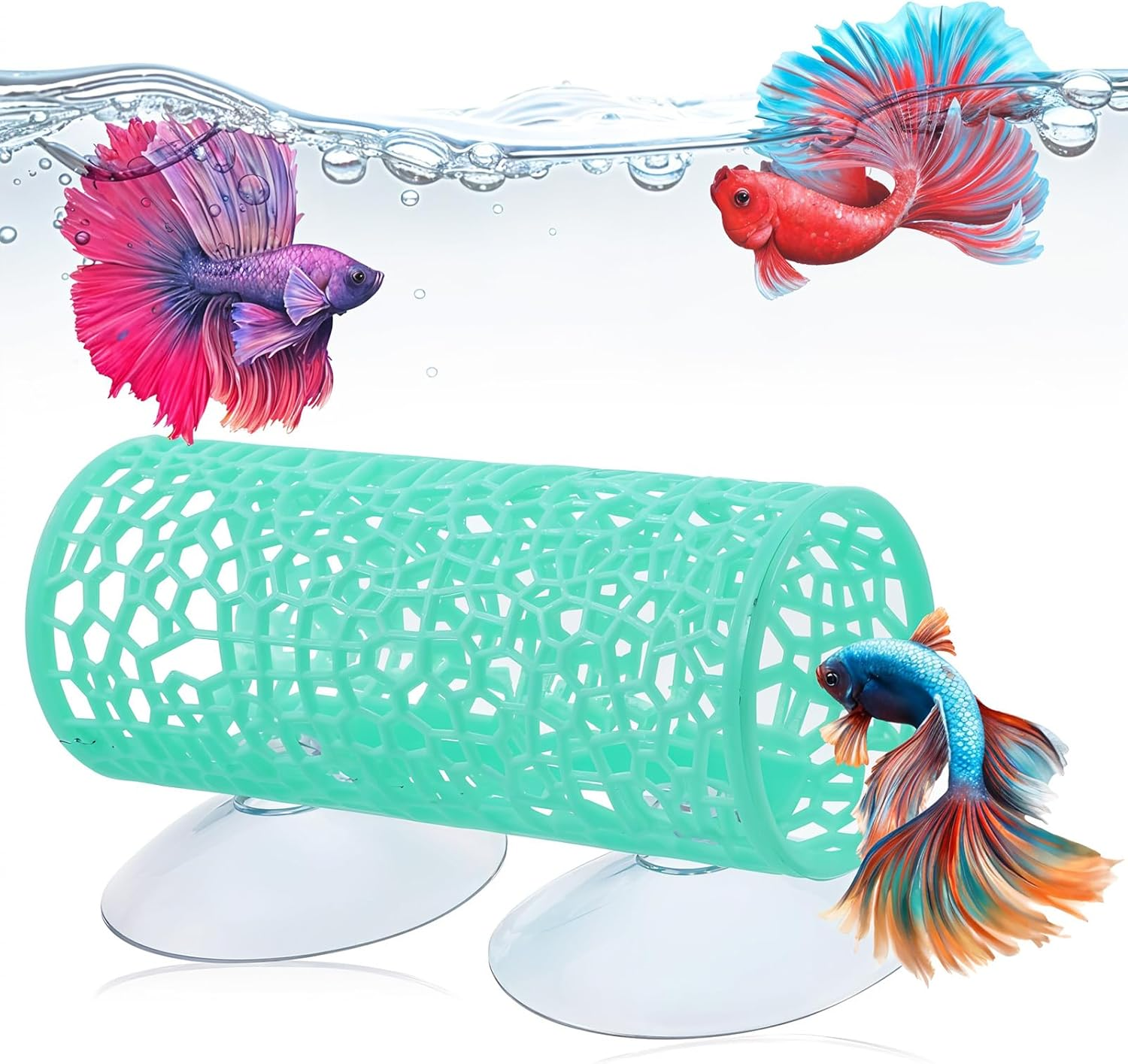 Betta Fish Toys, Black Betta Fish Hammock and Betta Tunnel, Safe Aquarium Decor for Small Fish & Shrimp, Betta Tank Accessories with Suction Cups, Perfect Hideout and Play Area for Betta Fish