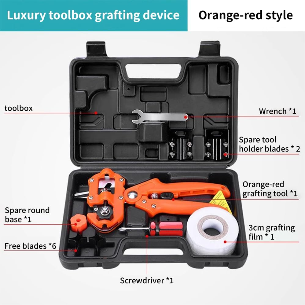 Garden Grafting Pruning Pruner Tool Kit, Garden Fruit Tree Professional Pruning Shears, with 3 Replaceable Blades/Grafting Scissor Shear, for Plant Branch Twig Vine, Fruit Trees, Bonsai image number 3