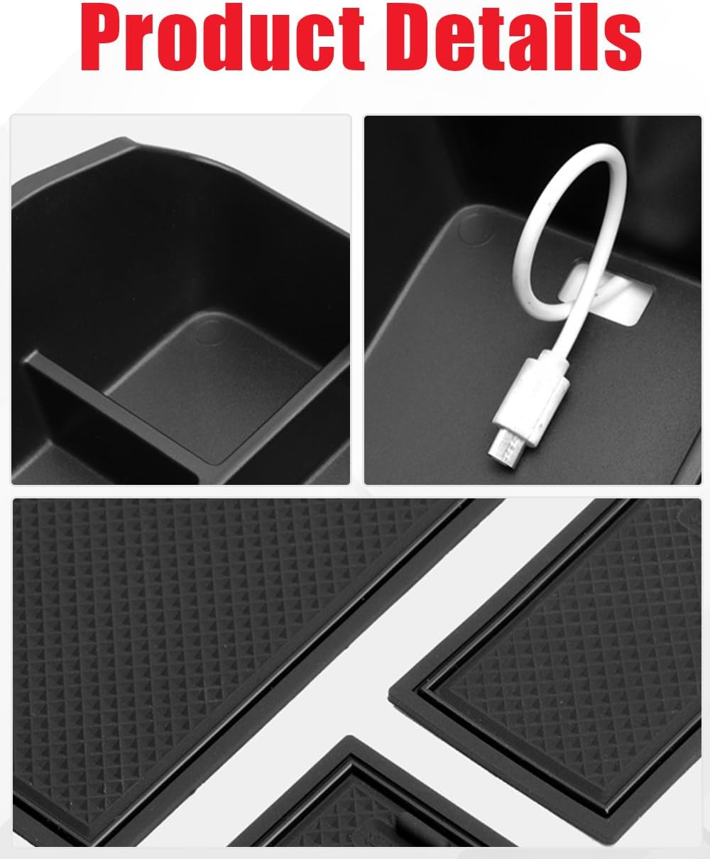 Evgoxmods 3PCS Center Console Organizer Compatible with 2020-2024 Land Rover Defender 90 110 130 (ONLY for Refrigerator Version) Armrest Storage Box Insert Tray Sets Interior Accessories image number 5