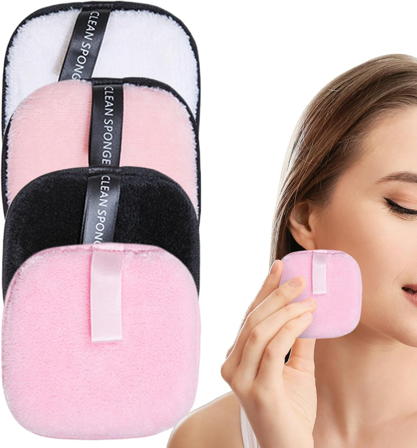 Multi-Purpose Makeup Remover Cloth - 4 Count Reusable Face Pads for Facial Cleansing | Washable Face Pads Rounds | Organic Reusable Makeup Remover Pads for Eyeshadow, Mascara, Lipstick image number 3