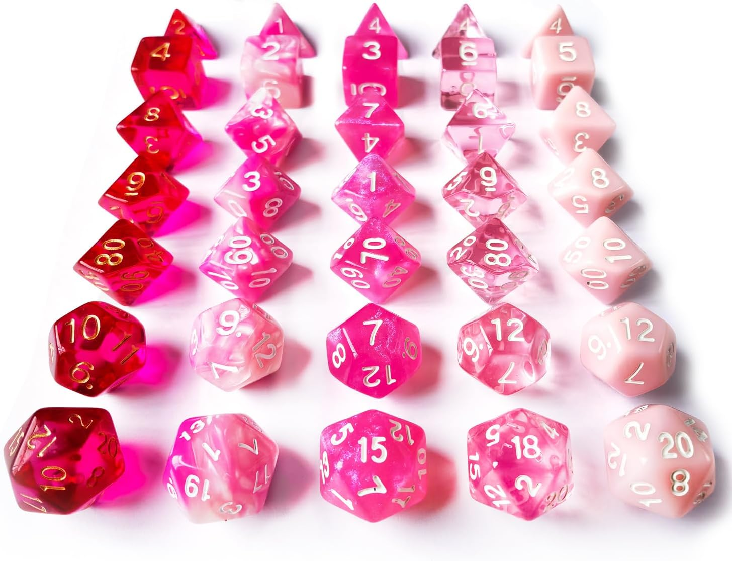 Bescon Polyhedral RPG Dice Full 35Pcs Blossom Set, DND Role Playing Game Dice 5 X 7 Pieces image number 6