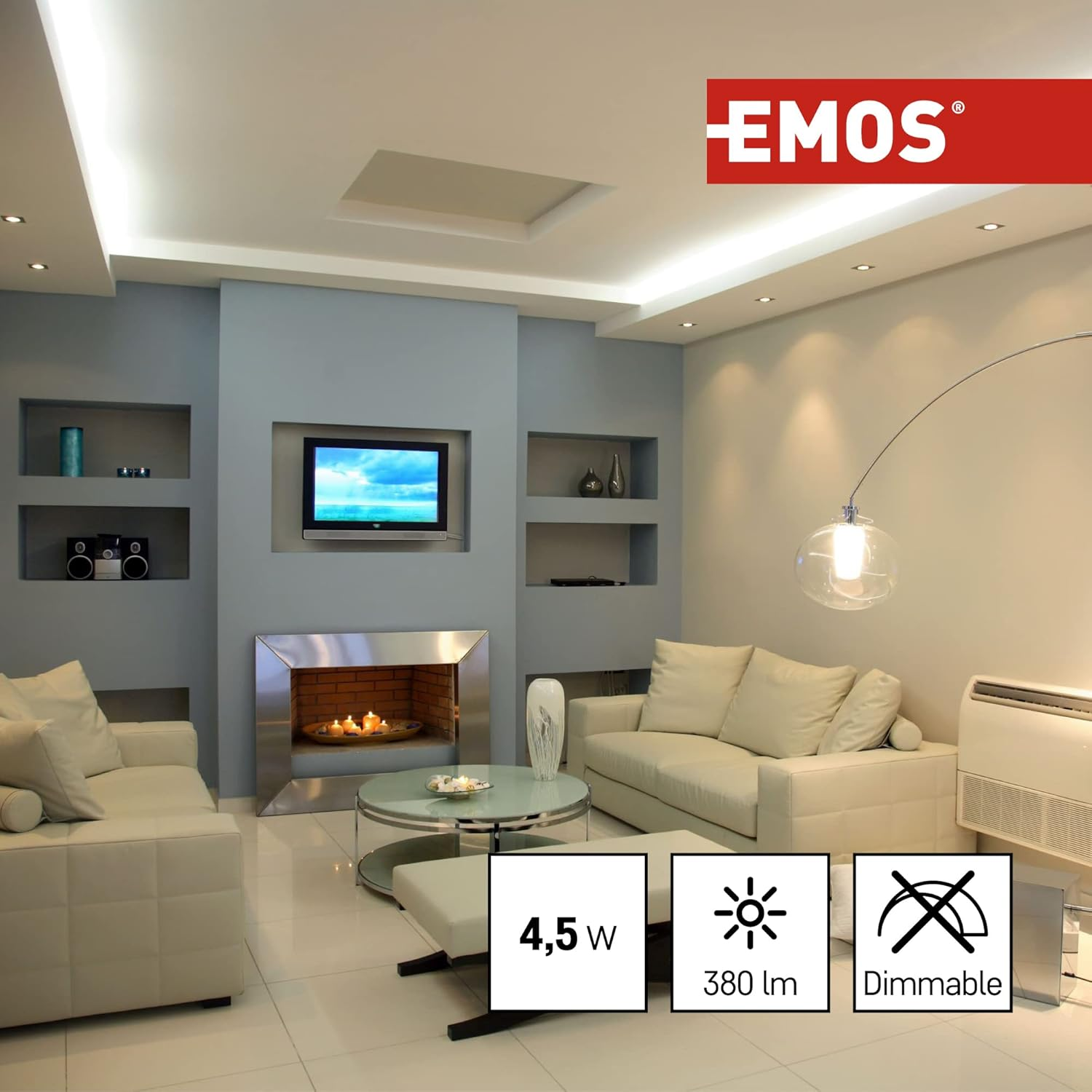 EMOS LED Spotlight 4.5 W, MR16, GU5.3 Socket, Replacement for 28 W Halogen Bulb, Brightness 380 Lm, Warm White 3000 K, 30,000 Hours Life, CRI 80, 100&deg; Beam Angle - Neutral White image number 5