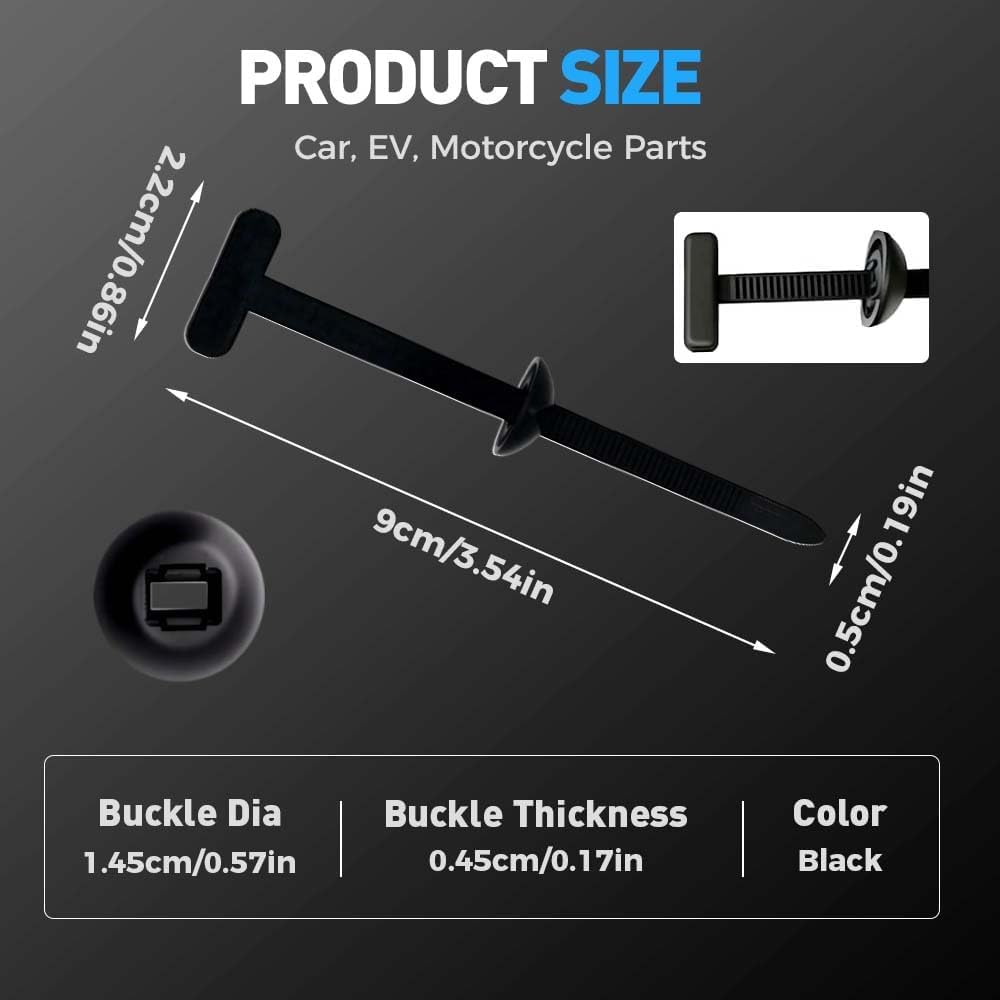 Nylon Universal Cable Tie Buckle, Heavy Duty Self, Locking Zip Ties with Pin & Button, New Multifunctional Cable Tie Buckle, UV Resistant Black Zipties for Car Daily Auto Fixing (50 Pcs)