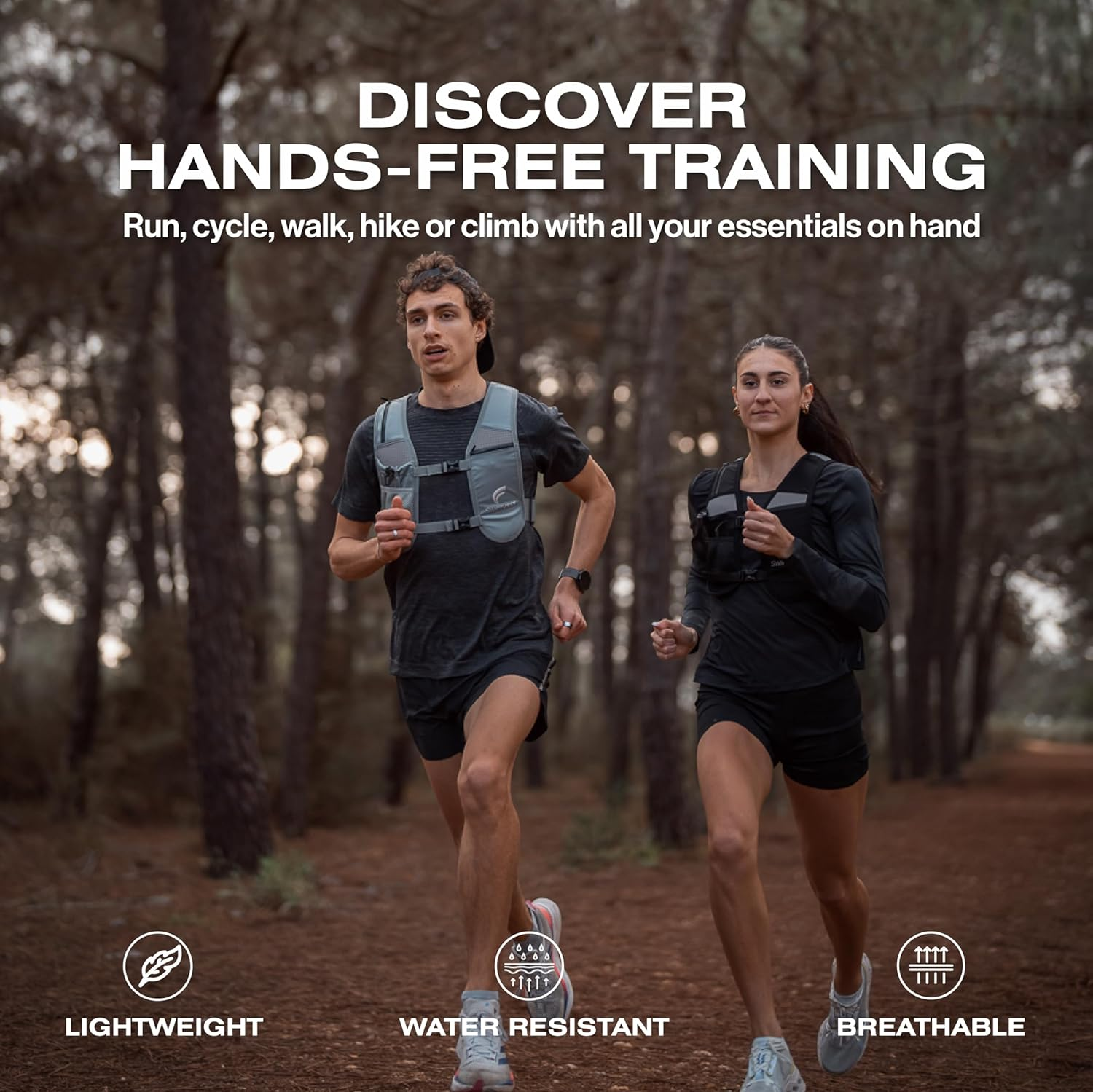 SWIFTVEST Running Phone Holder Vest | Waterproof Phone Pouch | Reflective Hydration Vest | Adjustable Waistband | Water Bottle Holder | Lightweight | 6 Pockets for Running Accessories - Men & Women