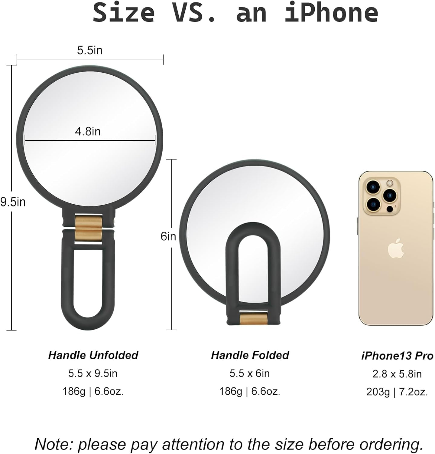 30X Magnifying Mirror, Travel Hand Mirrors with Handle, Double Side Handheld Mirror with 1X 30X Magnification & Adjustable Handle/Stand, Hand Held Foldable Travel Mirror for Makeup image number 4