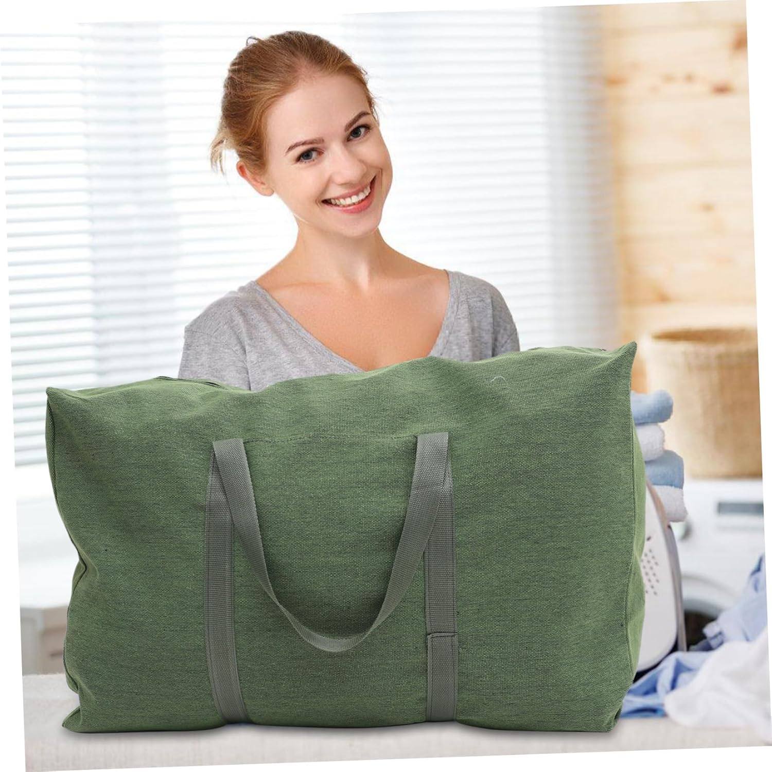 Outanaya Large Capacity Travel Duffle Bag Canvas Luggage Olive Green Military-Style Heavy Duty Carry Handle Weekender Bag for Moving Storage and Travel Random Color