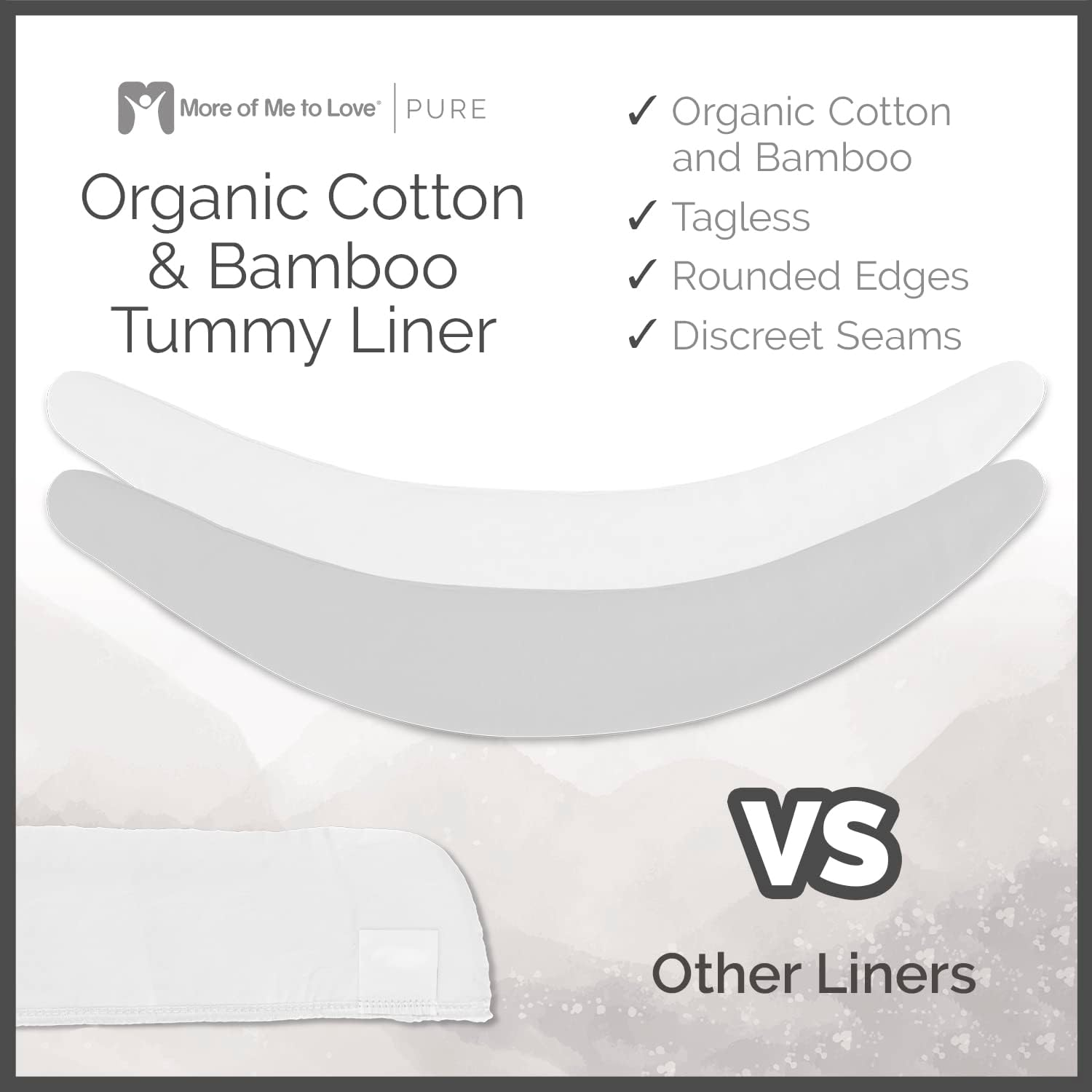 More of Me to Love Bamboo and Organic Cotton Tummy Liner 4-Pack, Xx-Large (2 X Pearl White and 2 X Stone Gray)