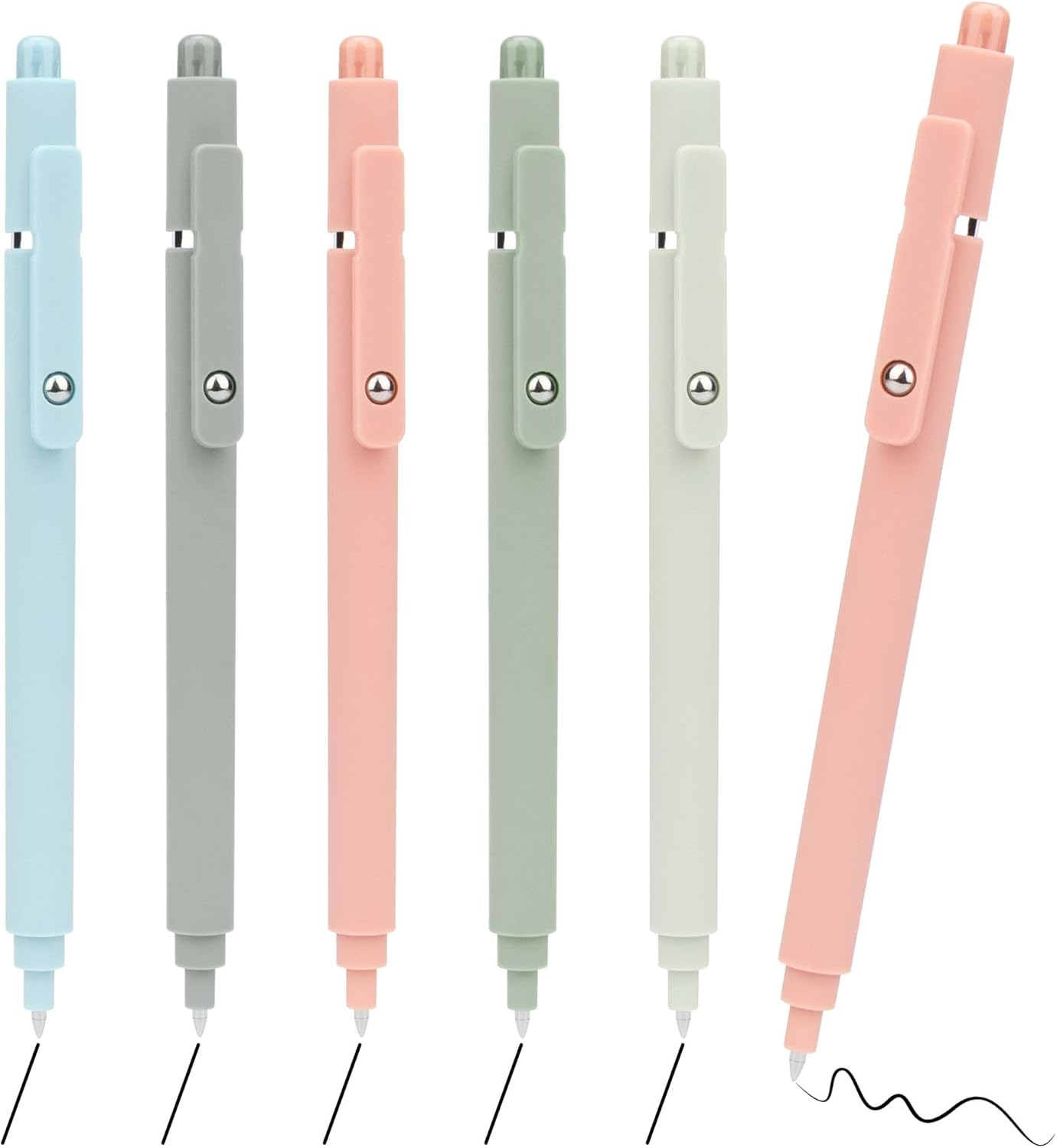 YUNAI Retractable Gel Pens, 5PCS 0.5Mm Colored Ink Ballpoint Pens with Silicone Clip, Premium Smooth Writing Quick Dry Ink Fine Point Rollerball Pens for School Home Stationery Supplies, Light Color