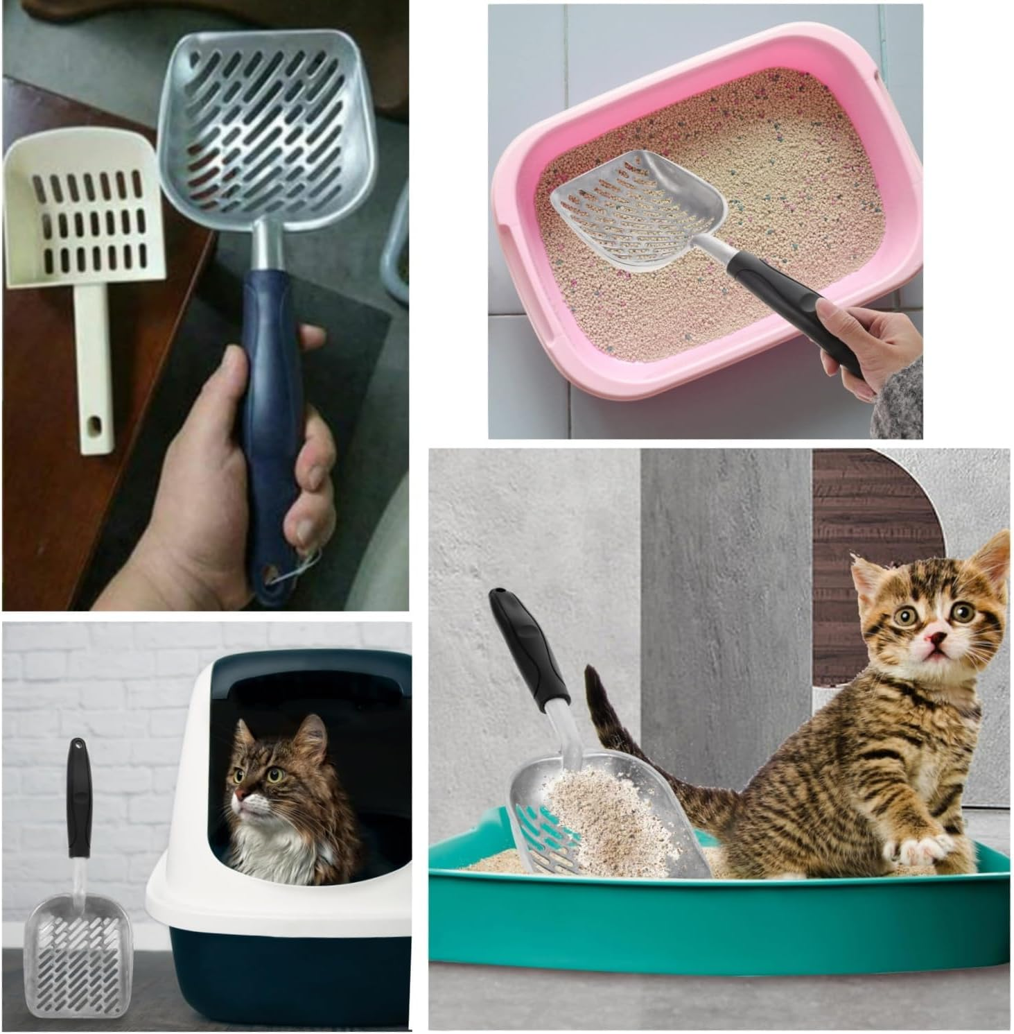 Cat Litter Scoop, Cat Litter Scoop, Metal Scooper, Aluminum Alloy Sifter, Kitty Metal Scooper, Deep Shovel, Long Handle, Poop Sifting, Kitten Pooper Lifter, Durable, for Litter Box, Aluminum image number 5