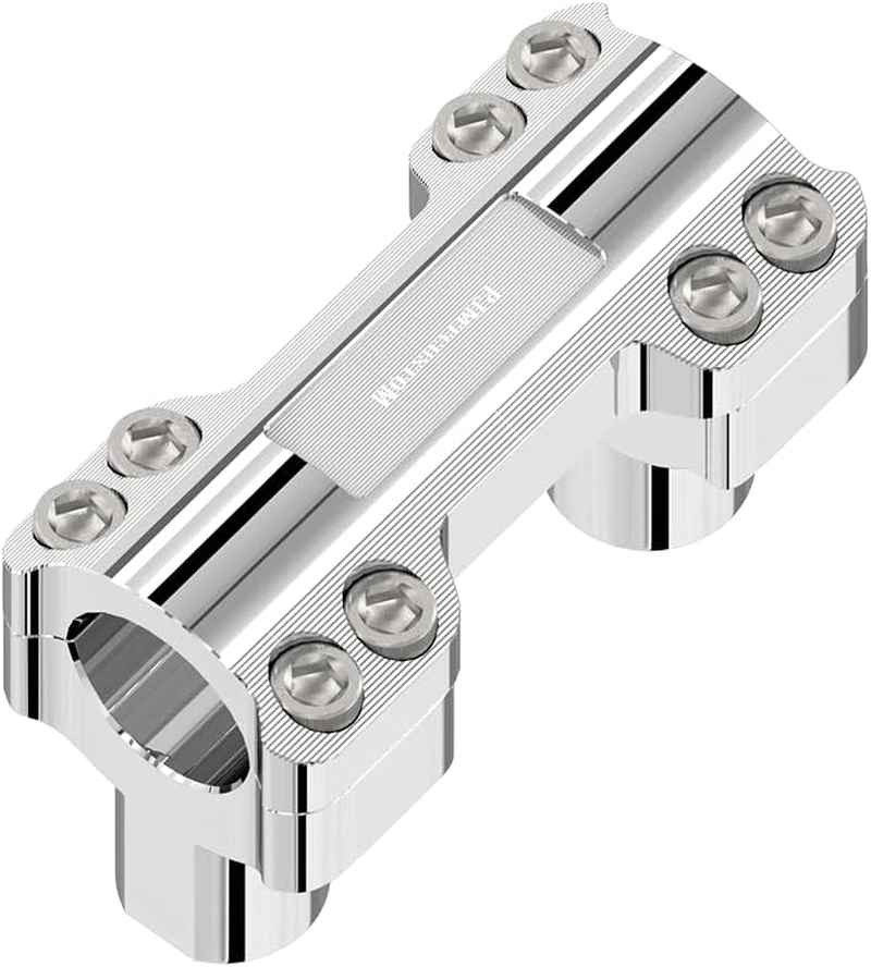 Chrome 1 1/4 Handlebar Risers with Clamping Cover Fits for Harley Davidson Softail Dyna FLS FXD Road King Tourings with 1.25" Knurl Center (Chrome)