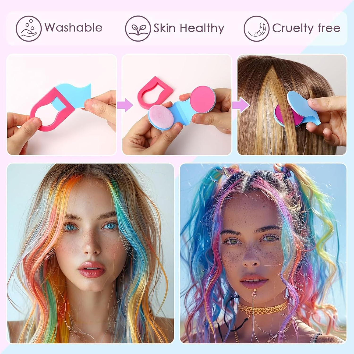 Yeanifeana 8 Colors Hair Chalk Set, Temporary Washable Hair Color Makeup, Non-Staining & Easy to Wash off Hair Dye for Halloween, Christmas, Cosplay & Theme Parties image number 1