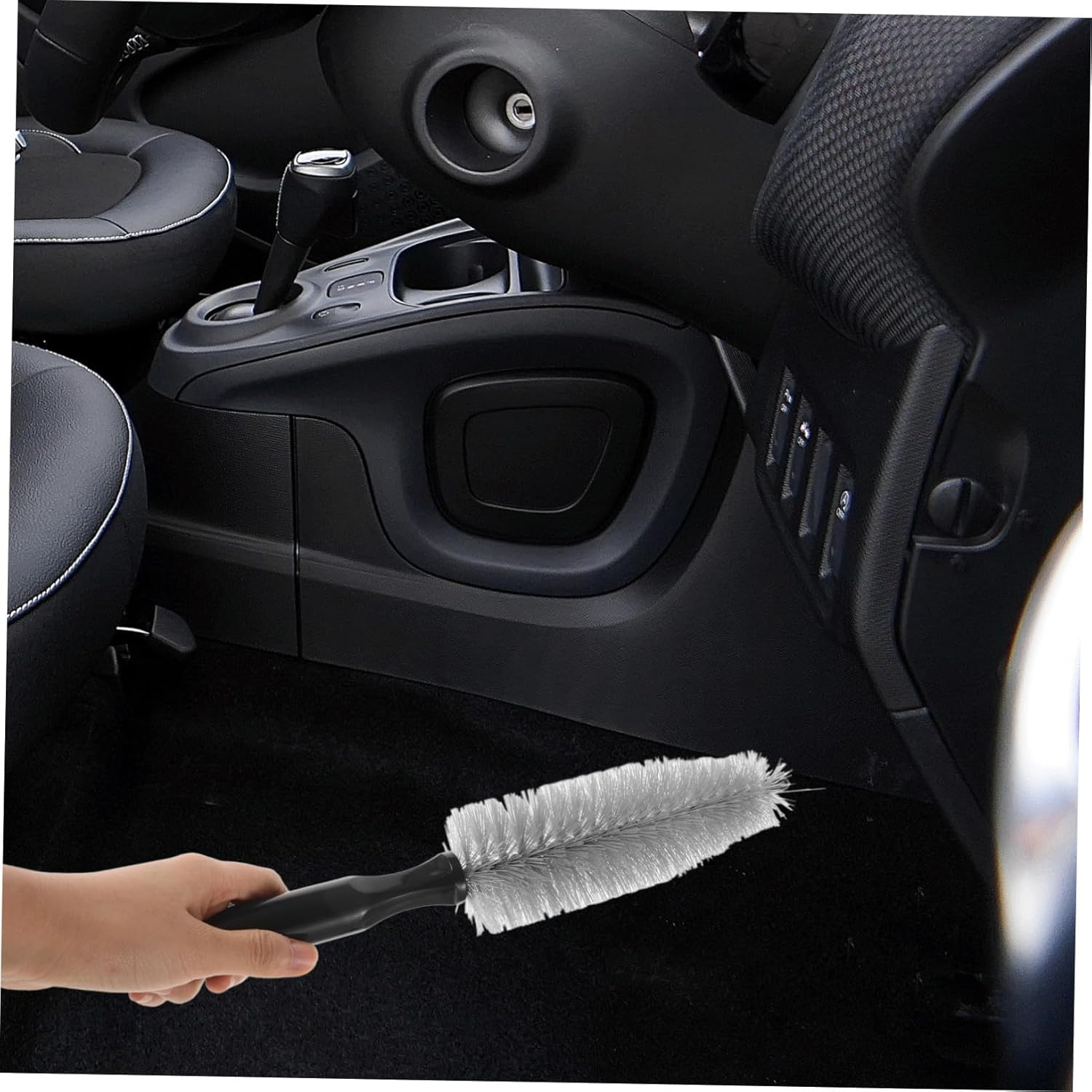 BRIGHTFUFU Car Wheel Rim Cleaning Brush Kit 2Pcs Automotive Carpet Scrubber with Exhaust and Floor Mat Cleaner for Motorcycle and Car Detailing image number 3
