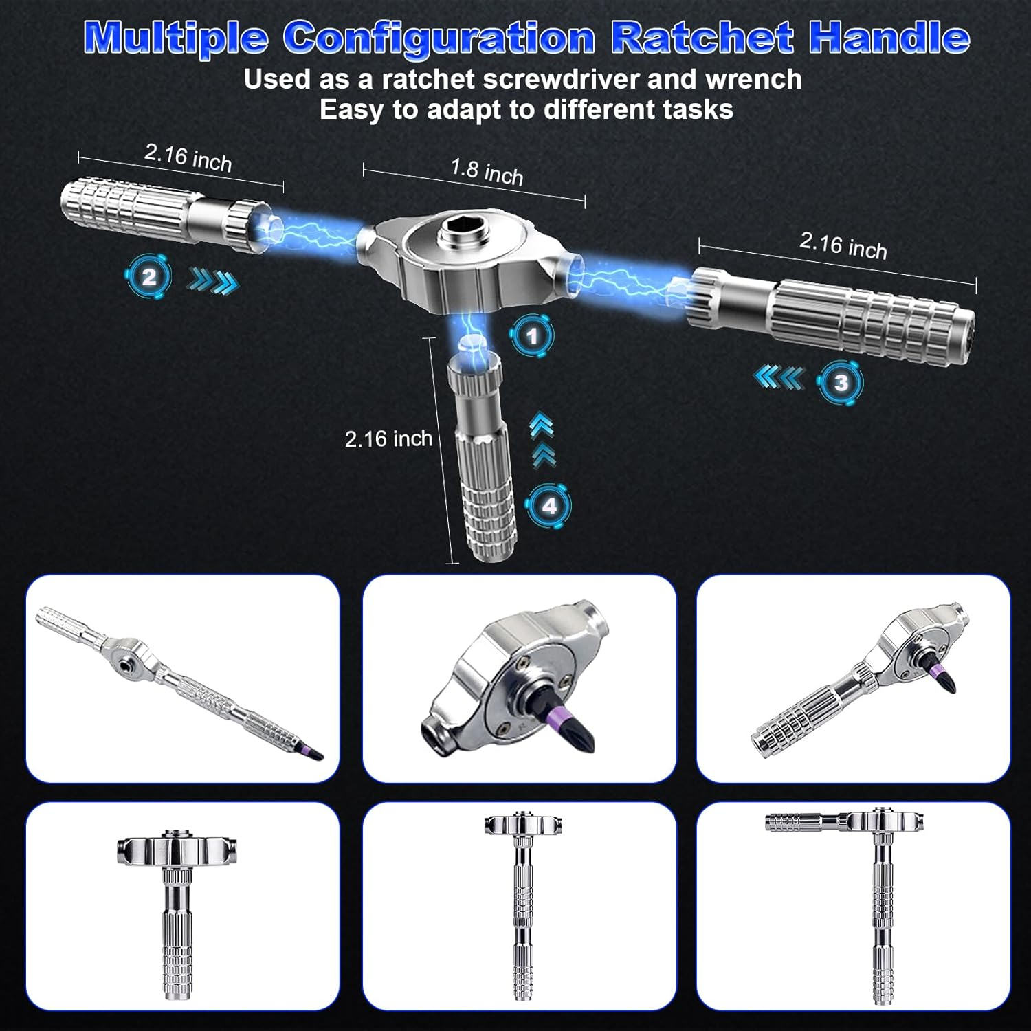 Lecoirrax 40-In-1 Magnetic Screwdriver Set, DIY Ratchet Screwdriver Set with T Detachable Handle, Portable S2 Alloy Steel Steel Repair Tools for DIY, Electronics, Car, Bicycle, Computer(Black) image number 2