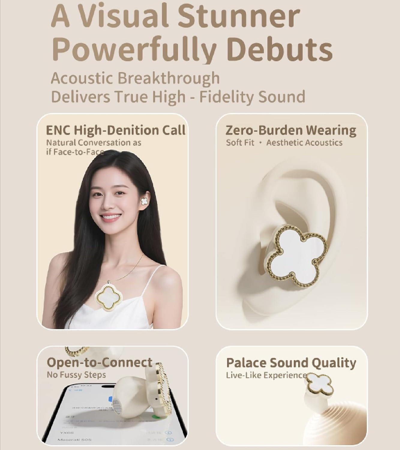 Women'S Wireless Earbuds Bluetooth in Ear Buds Light Weight Headphone, Noise Reduction, Fashionable Sports Earrings, Earrings and Headphones. Two Uses in One，Ports & Workouts for Women Gifts - Green image number 3