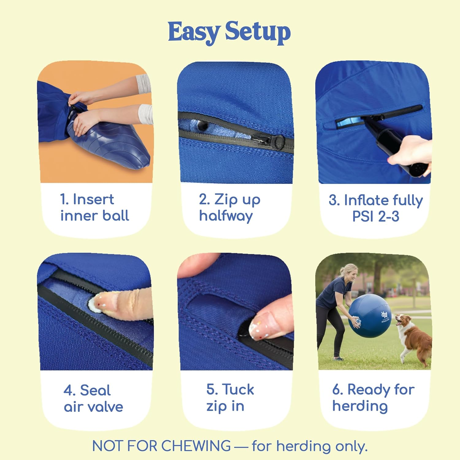 Race&Herd 25" Original Herding Ball for Dogs, Giant Herding Ball for Australian Shepherds, Dog Training Toy for Large Breeds, Dog Herding Toy for Outdoor Play & Training image number 1