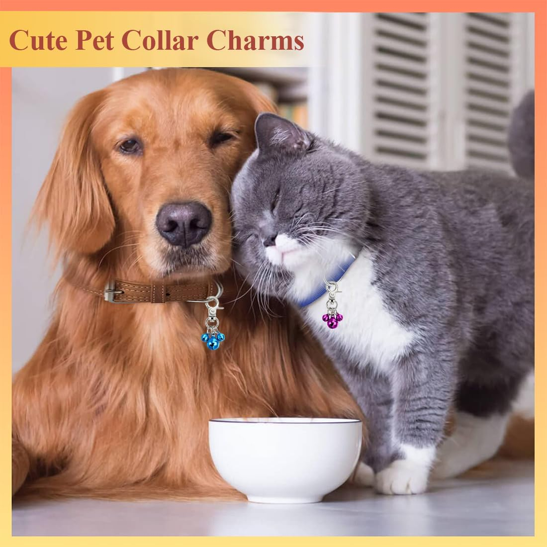 WJRQD Pet Bell Set for Collars/Keyrings - Loud, Colourful & Stylish! Triple Your Dog'S Charm with These 6 Bells in Green, Red, Blue, Purple, Silver & Gold., Metal image number 3