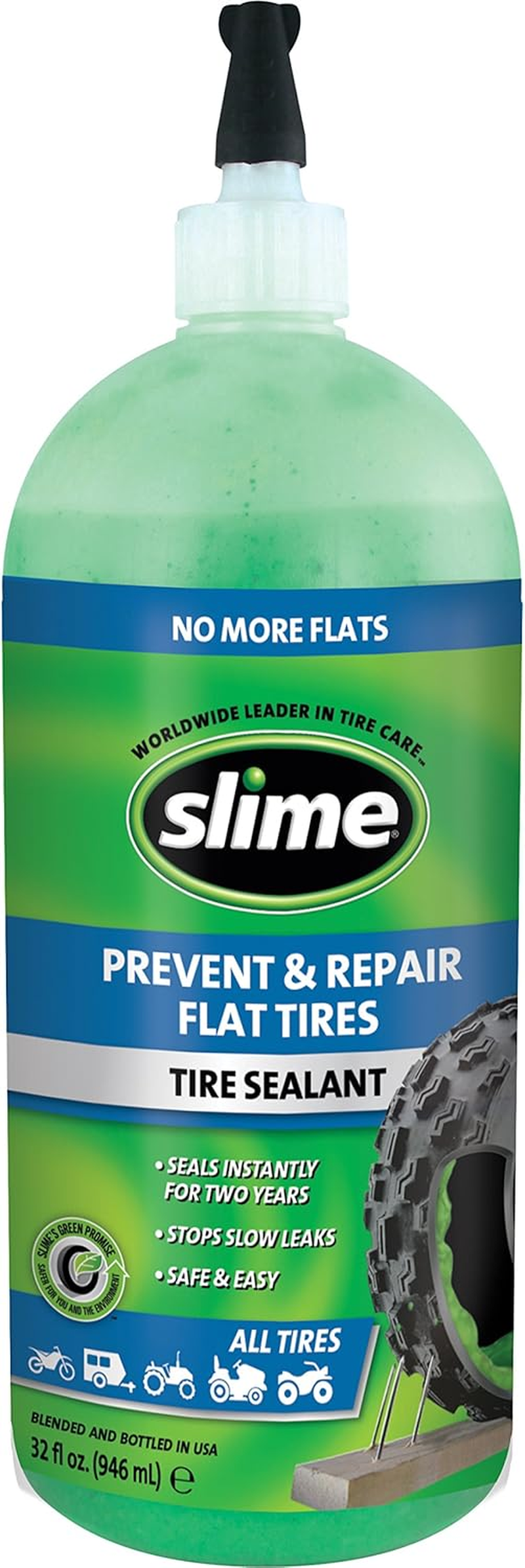 Slime 10009 Tubeless Tire Sealant - 32 Oz., Green image number 1