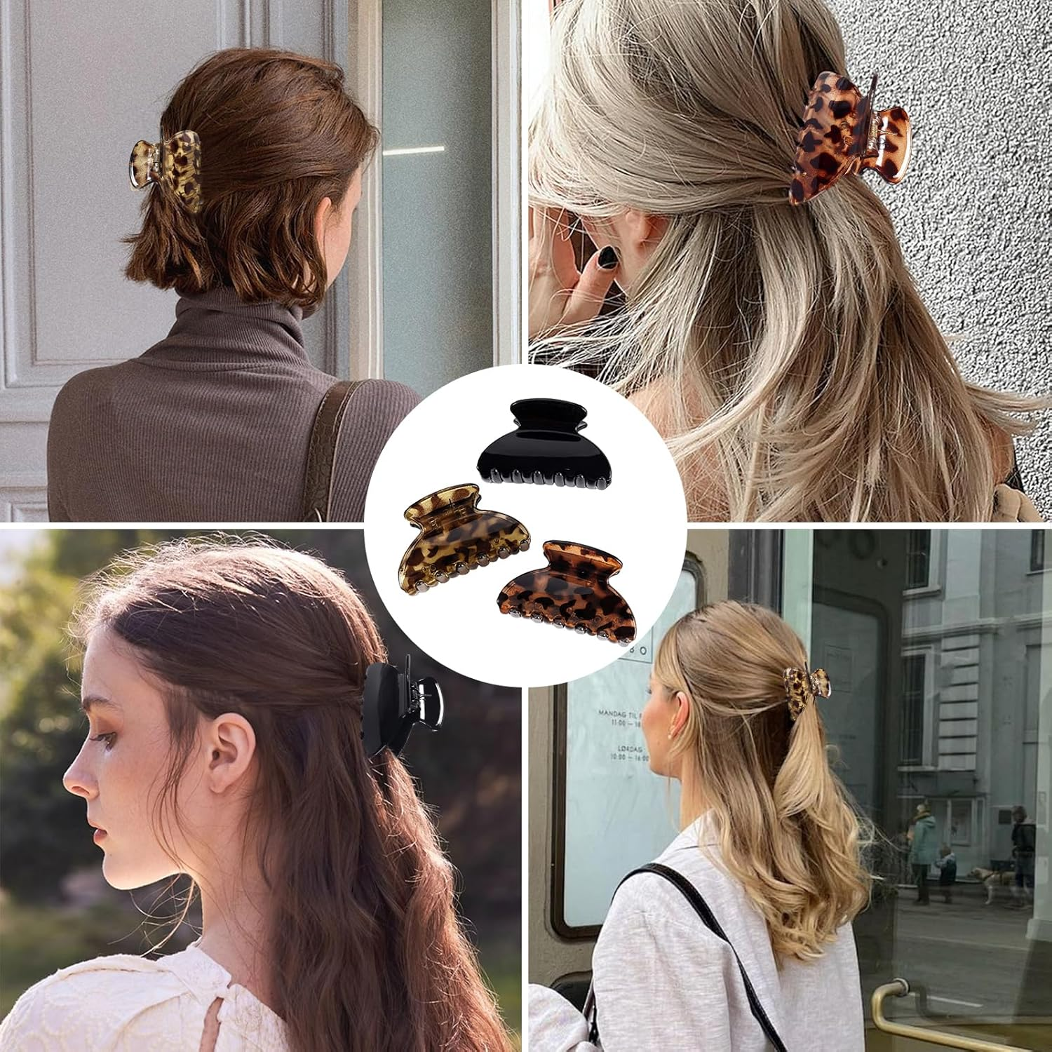 Falafoty Medium Hair Claw Clips for Fine Hair, Acrylic Non-Slip Hair Jaw Clips for Women Thin Thick Hair, French Tortoise Hair Clip, Daily Commuter Hair Styling Accessories for Women Girls (3) image number 1