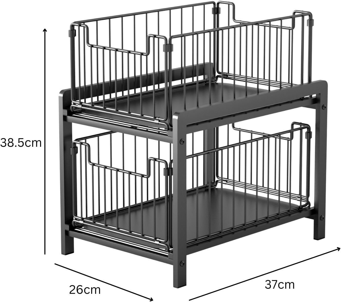 Gominimo under Sink Stackable Organizer Pull Out Sliding Drawer Cabinets, Multi-Purpose under Sink Shelf for Kitchen and Bathroom/Cabinet Drawers, Black image number 6