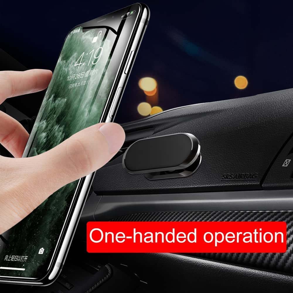 [3-Pack] Magnetic Phone Holder for Car, TIQUS [2022 Upgraded 8X Magnets] Dashboard Phone Holder with 40 * 58 Square Metal Plates, Extreme Magnetism Adjustable Phone Mount for Iphone Galaxy Etc Black image number 3