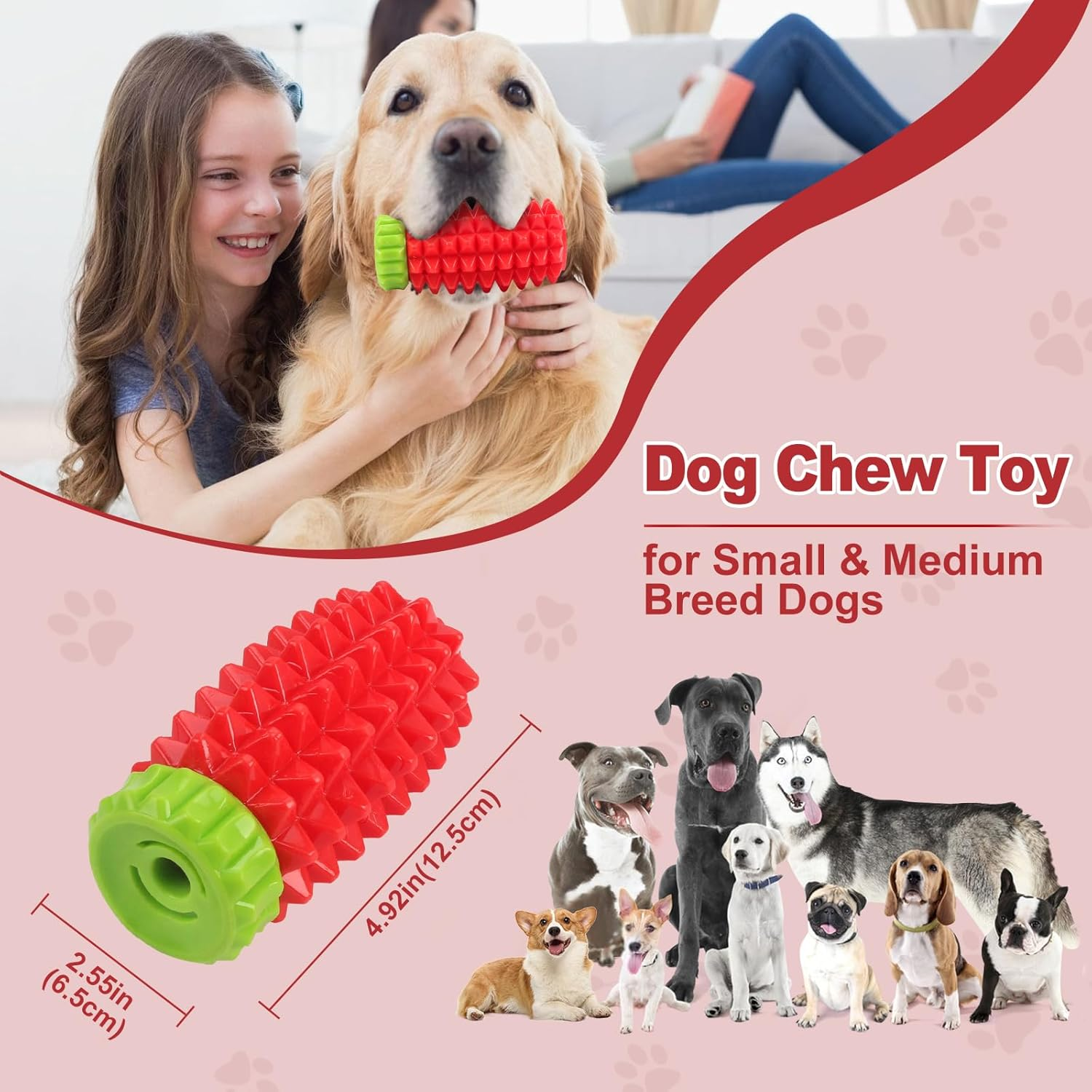 Joyfia Dog Interactive Chew Toy, Food & Treat Dispensing, Fun to Chew, Chase & Fetch, IQ Mental Stimulation & Enrichment, Boredom Buster for Small Medium & Large Breeds, Rubber Teething Dog Toys image number 2