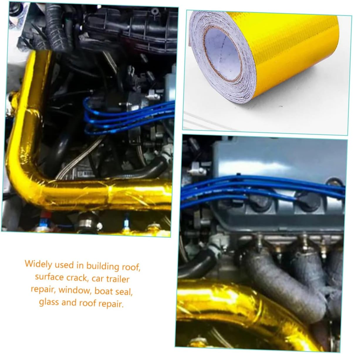 2Pcs Aluminum Foil Seal Tape Heat Insulation Tape Double Sided for Car Exhaust Duct Seal image number 6