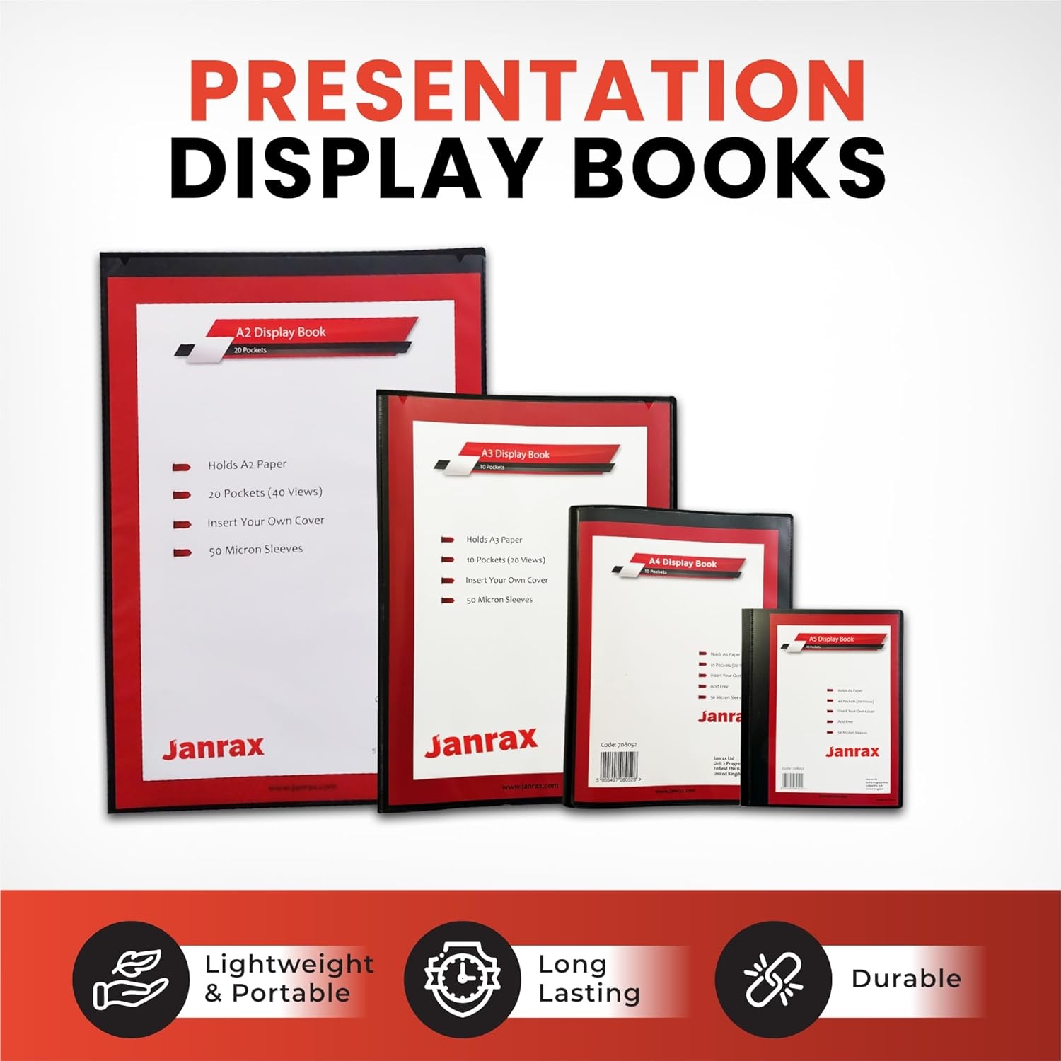 Janrax A5 Presentation Display Book, 40 Pockets (80 Views) image number 2