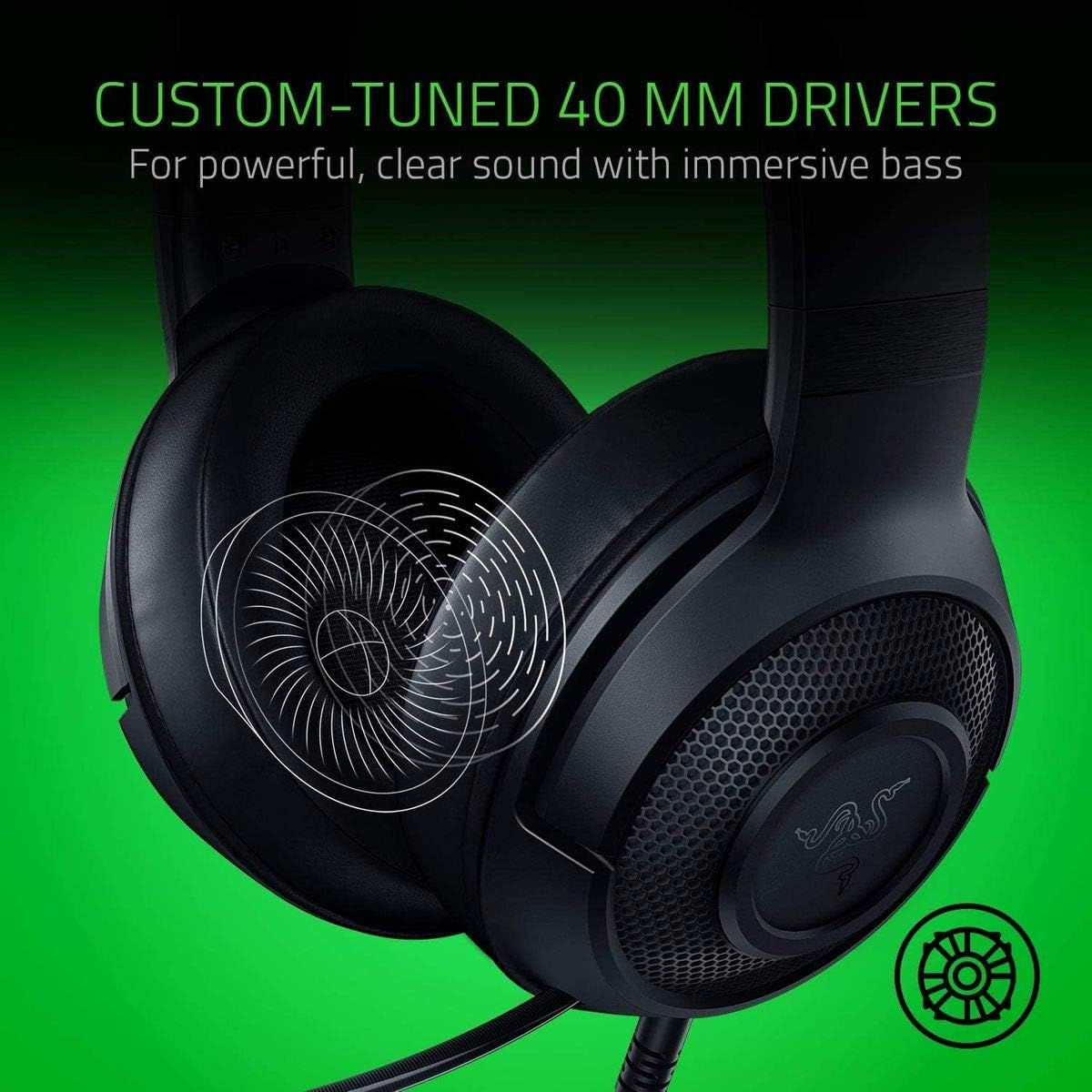 Razer RZ04-02950100-R381 Kraken X Lite Ultralight Gaming Headset: 7.1 Surround Sound - Lightweight Aluminum Frame - Bendable Cardioid Microphone - for PC, PS4, PS5, Switch, Xbox One, Xbox Series X & S, Mobile - Black image number 2