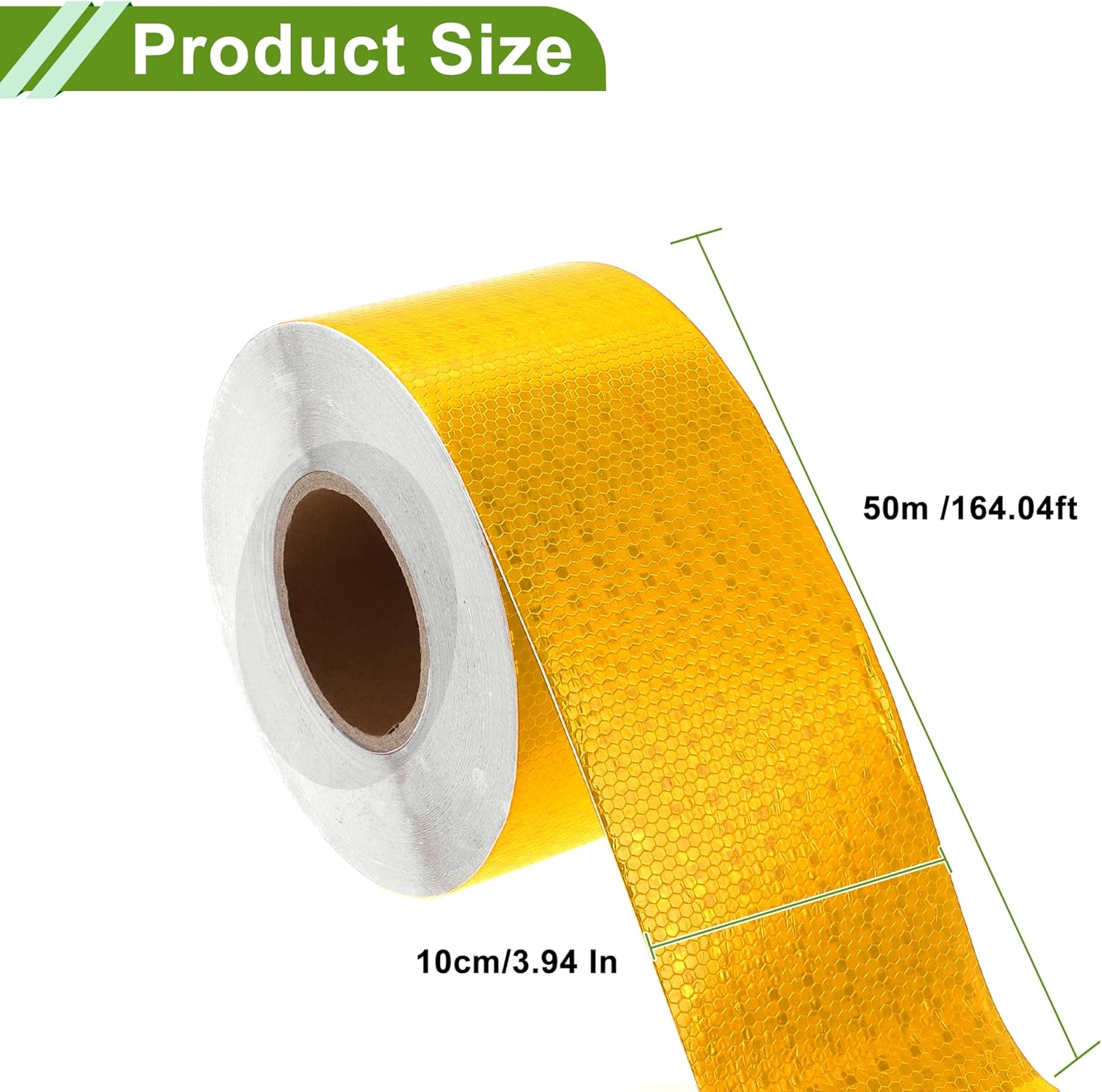 X AUTOHAUX Universal 164.04Ft X 3.94In Air-Release Adhesive Pinstripe Tape Reflective Automotive Pinstriping Tape PVC Yellow image number 1