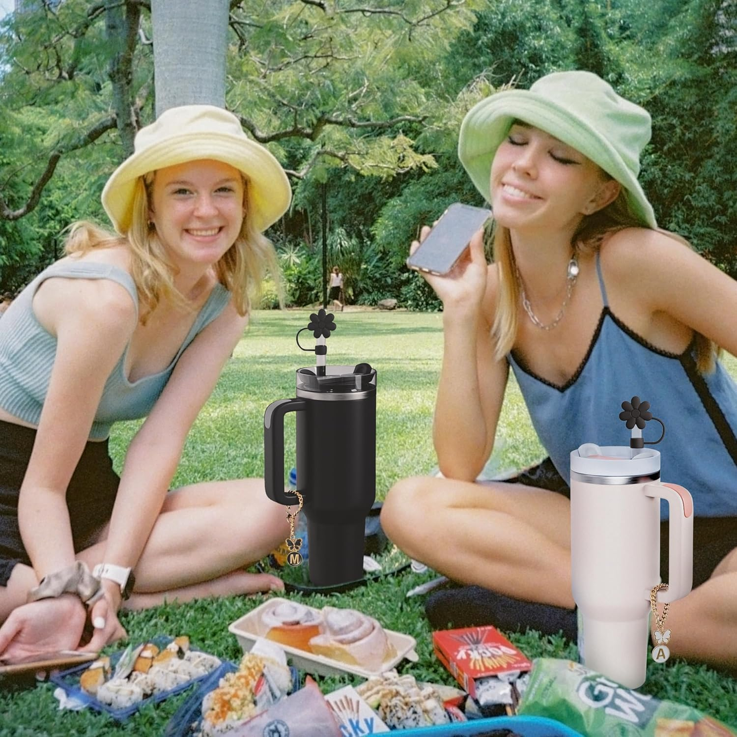 3PCS Straw Cover Cap for Stanley Cup 30&40 Oz 10Mm Reusable Straw Topper with 2PCS Stanley Cup Accessories Butterfly Initial Personalized Letter Charms Name ID Charm for Stanley Tumble (Letter Q)