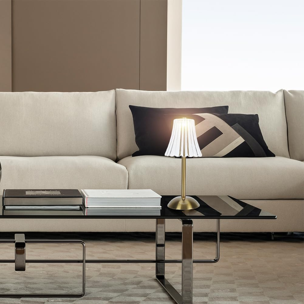 Rechargeable Lamp, Battery Lamp Crystal Table Vintage Lamps Cordless Table Lamp 3 Color Dimmable Gold Small for Bedroom Living Room Restaurant Outdoor Office Desk image number 2