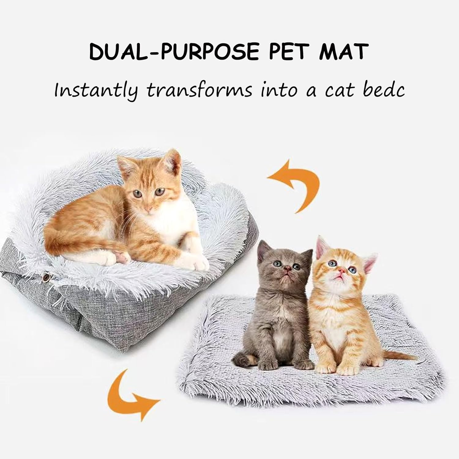 BSITSSS Cat Bed, 2 in 1 Plush Soft Cat Blanket, Grey Foldable Convertible Small Dog Bed Pet Kitten Cushion Mattress Mat for Small and Medium Cats Puppy Pet Indoor Outdoor image number 4