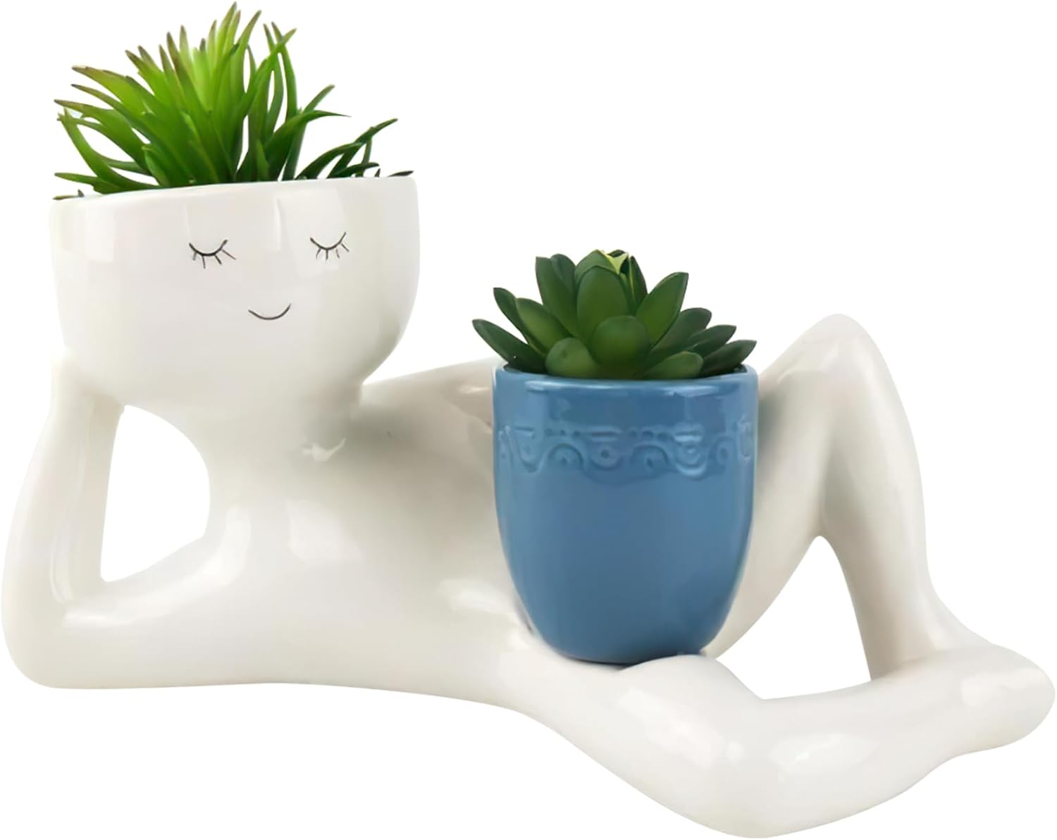 Lazy Guy Planter,Lazy Guy Planter Pots,Funny Succulent Pot,Funny Planters for Indoor Plants,Plant Container,Succulent Plant Potted Planters,Creative Miniature Flowerpot,Resin Flower Pot Ornament image number 1