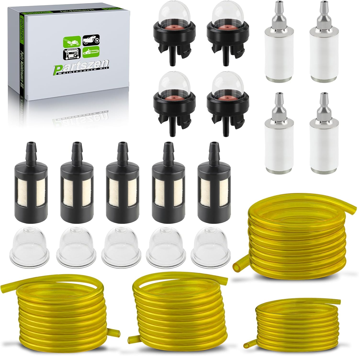 4 Sizes 4 Feet Fuel Line Hose for Zama Stihl Homelite Poulan Craftsman Husqvarna Trimmer Chainsaw Blower with Fuel Filters,Snap in Primer Bulb,Primer Pouland Bulb image number 1