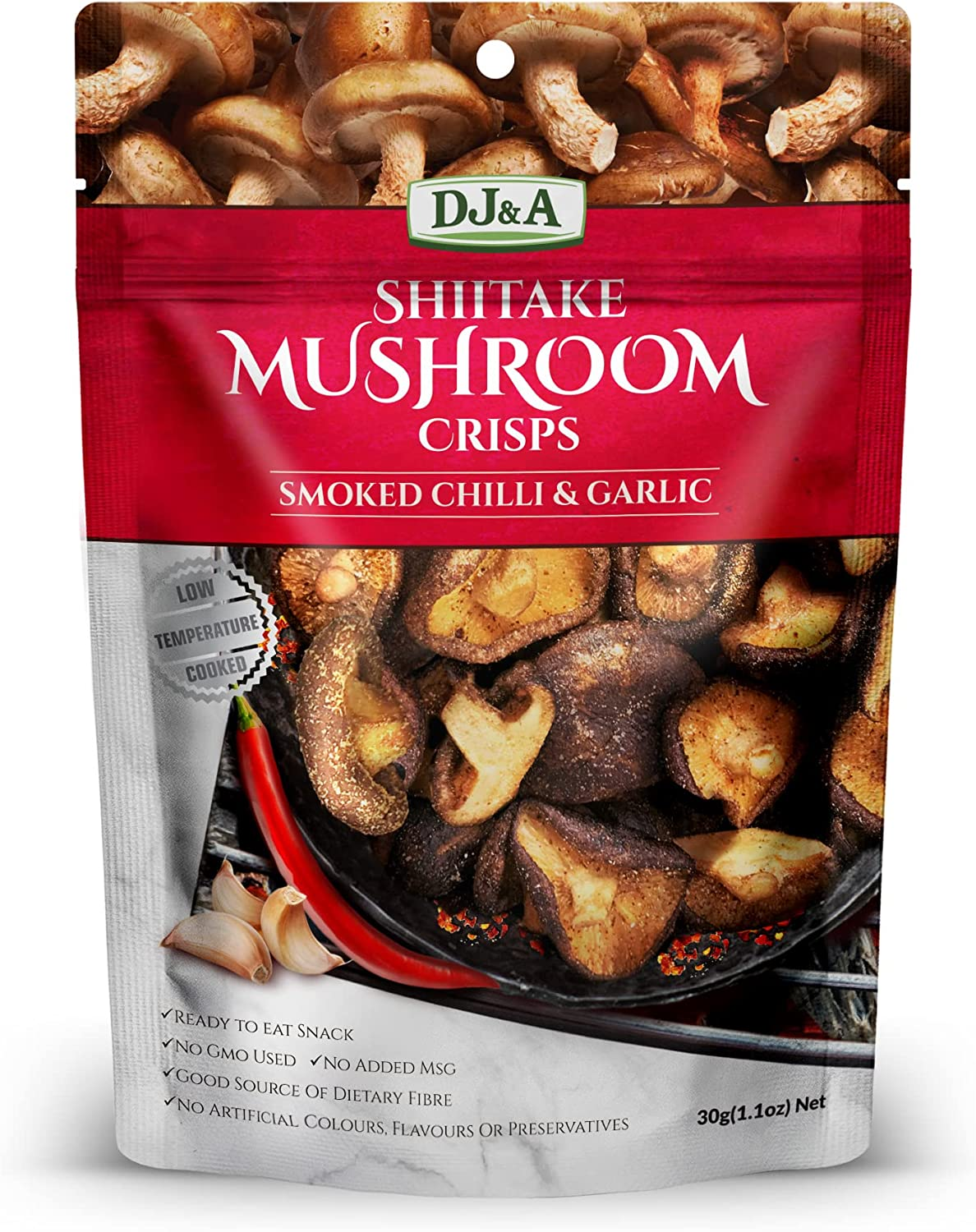 DJ&A Shiitake Mushroom Crisps Smoked Chilli and Garlic,