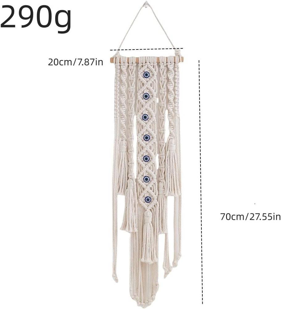Boho Macrame Wall Hanging,Handmade Evil Eye Wall Decor Dreamcatchers for Bedroom Home Apartment Ornament Craft Gift (27.55&ldquo; X 7.87") image number 3