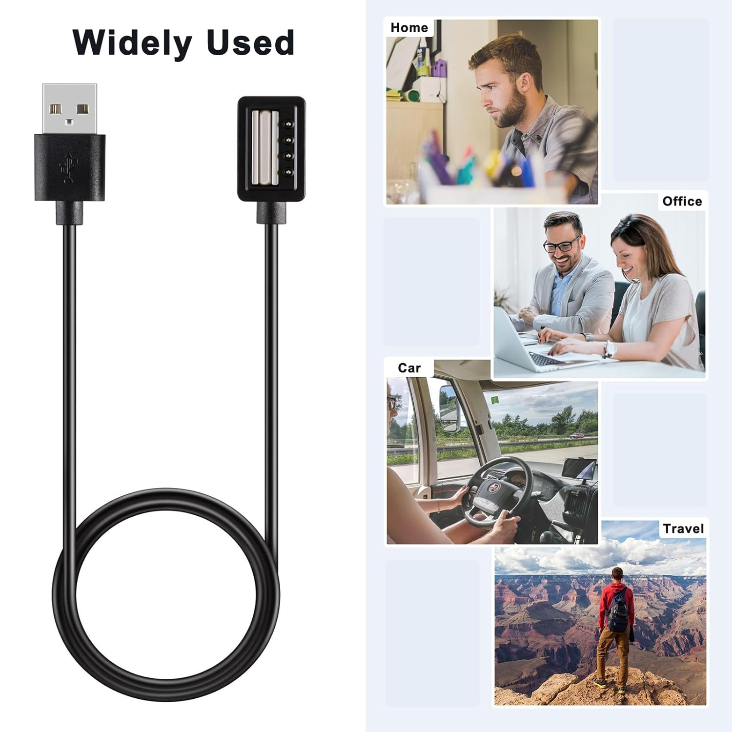 1M Long Magnetic Charger for Suunto 9 & Spartan Ultra & Spartan Sport Wrist HR, 100Cm/3.3Ft Replacement USB Charging Cable Dock image number 3