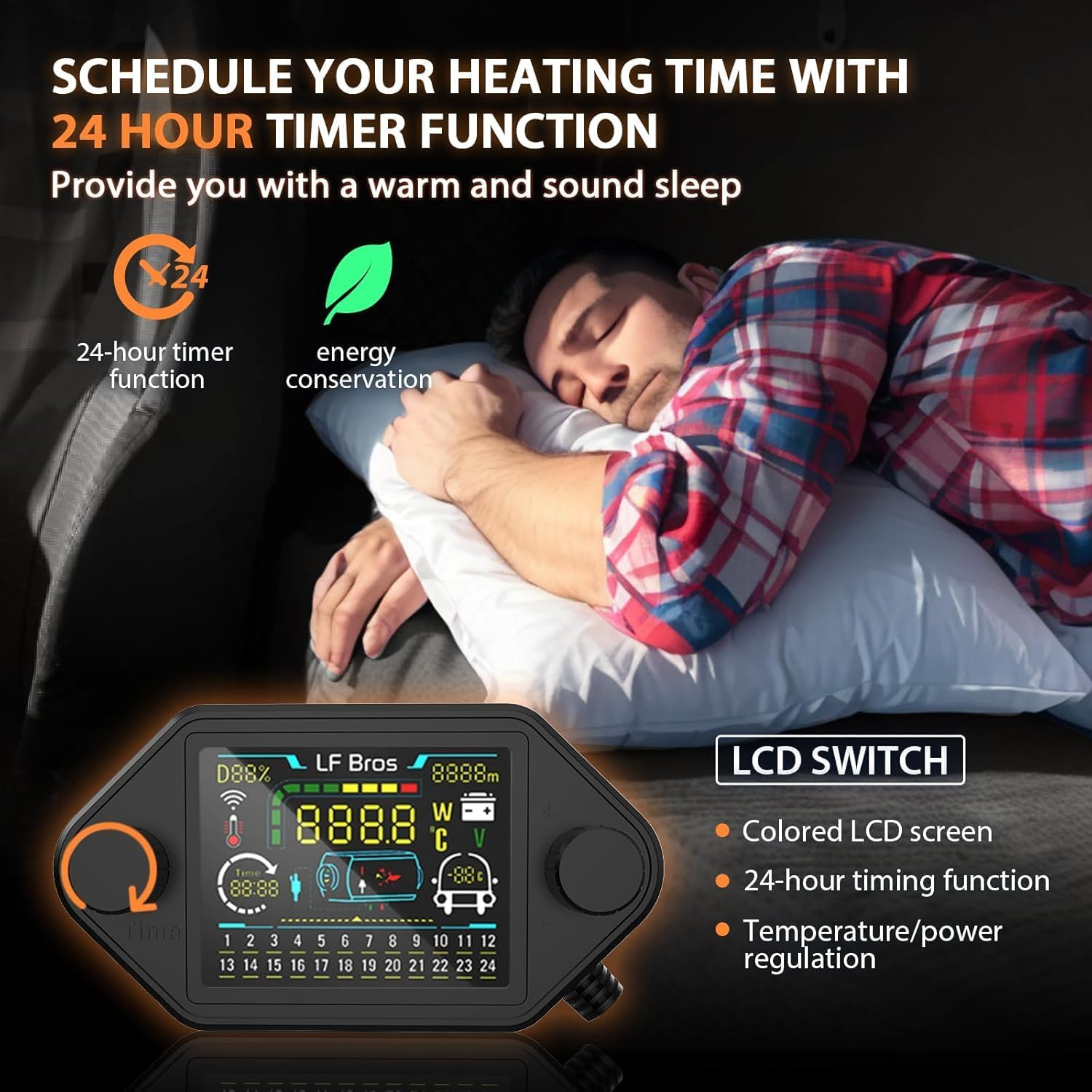 LF Bros Diesel Heater 12V & 220V, All-In-One Diesel Heater Parking Space Heater with Silent Oil Pump, LCD Display & Thermostat, Portable Heater for RV, Truck, Ice Fishing, Camping, Garage image number 2