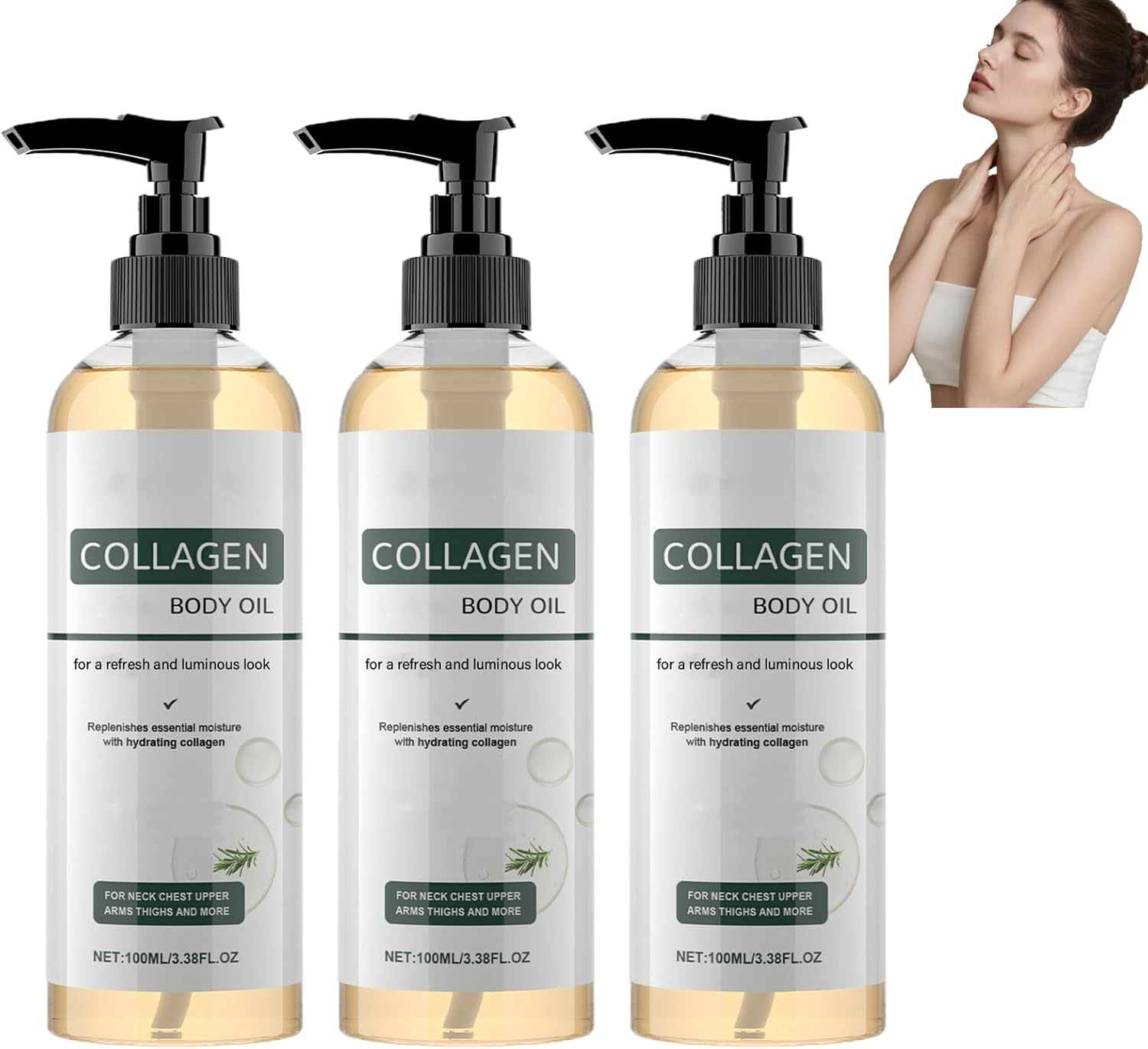 Collagen Lifting Body Oil, Rosemary Firming Body Oil, Hydrating Massage Serum for Sagging and Crepey Skin, Tighten Wrinkles & Reduces Cellulite, Nourishing After-Shower Care (2Pcs)