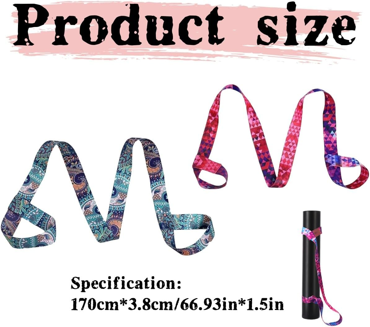 Adjustable Yoga Mat Carrier Stretch Band, Yoga Mat Carrying Band, 2 Pieces in Color image number 6