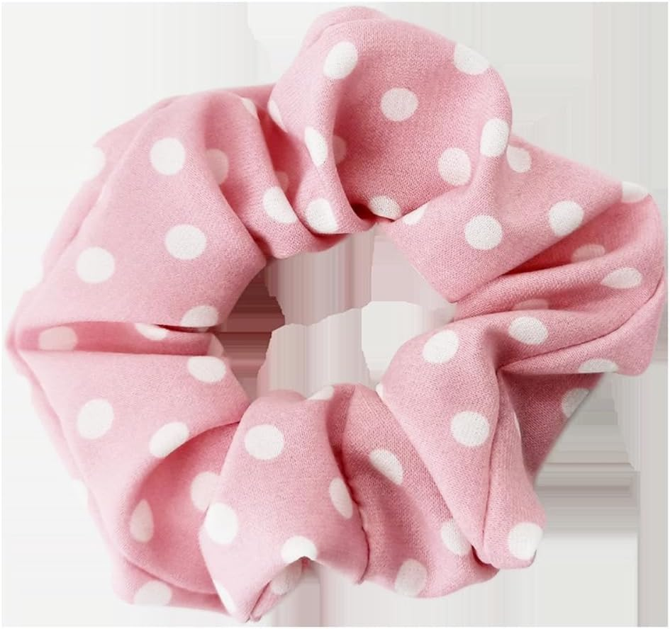 Blausky Pack of 2 12 Cm Polka Dots Hair Bobbles for Women, Soft Elastic Hair Bands, Fabric Hair Band, Scrunchies with Dots, Retro French Hair Accessories for Tea Party, Wedding, Denim Blue image number 2