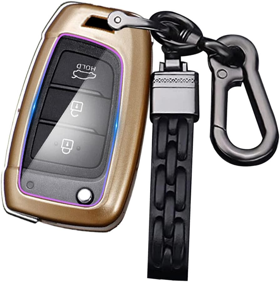 Ontto ABS Fold Car Key Fob Cover Keyring Fit for Hyundai Elantra I30 I30N I35 I40 I10 I20 Ix20 Solaris Tucson Kona Accent Keychain Key Shell Key Holder Accessories Protector 3 Button Carbon Black