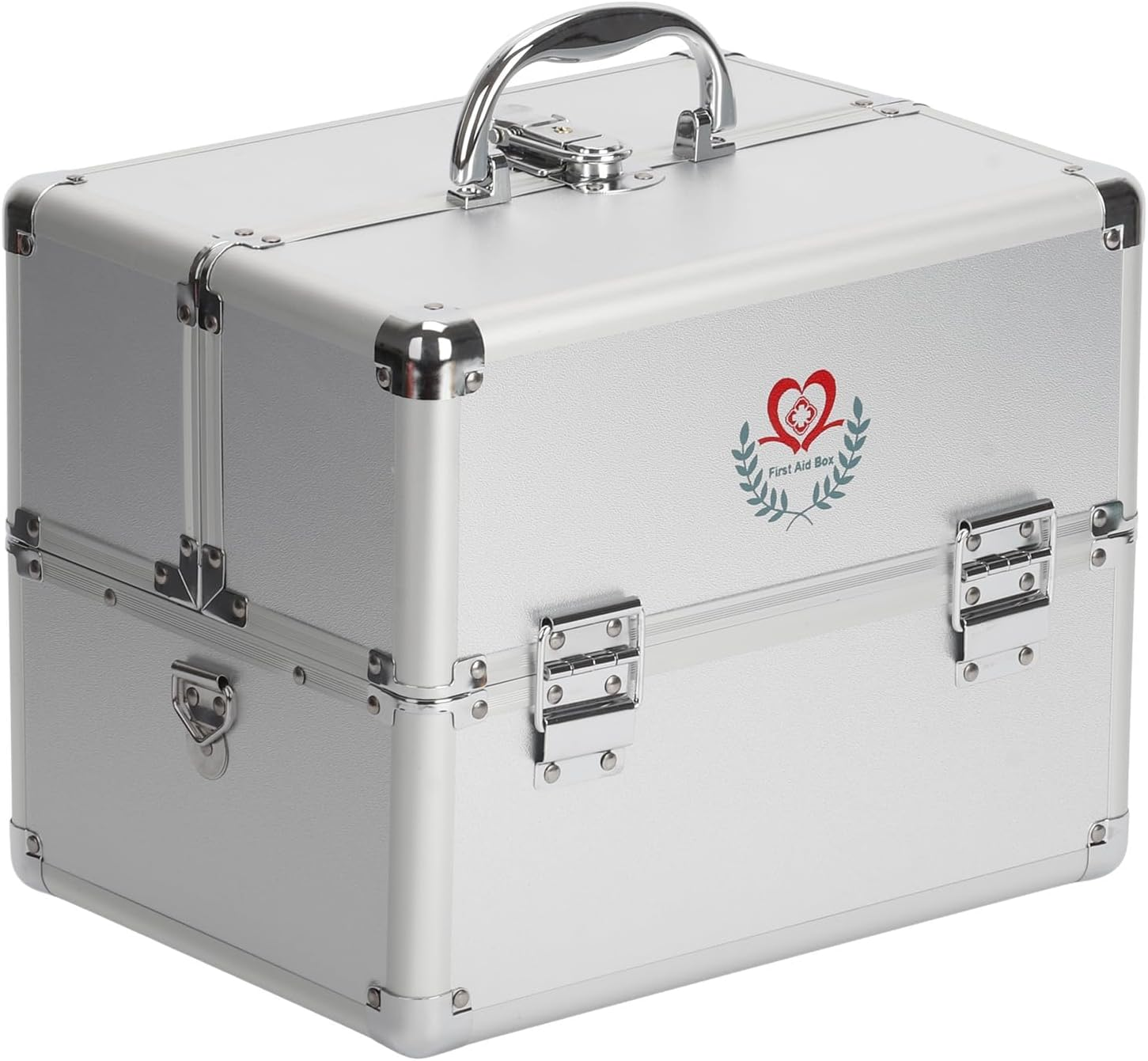 3 Layer Medicine Lock Box Large, Empty First Aid Box with Shoulder Strap and Lock, Portable Medicine Storage Box for Home, Office and Travel, 11.81 X 8.54 X 9.45 Inches image number 3