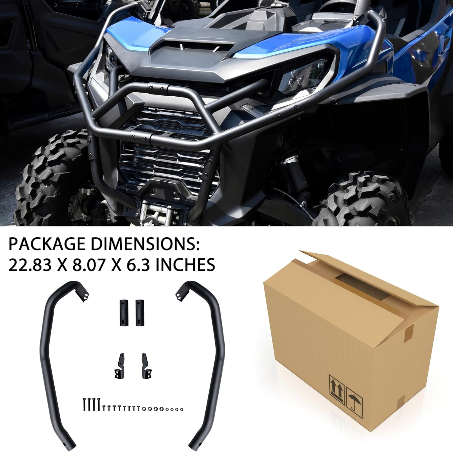 SAUTVS Heavy-Duty Steel Front Corner Protectors for Can Am Commander, Combined Side Bumper Bar Protector for Can-Am Commander & Max 2021-2025 Accessories, OEM#715006807 Replacement, Pair image number 6